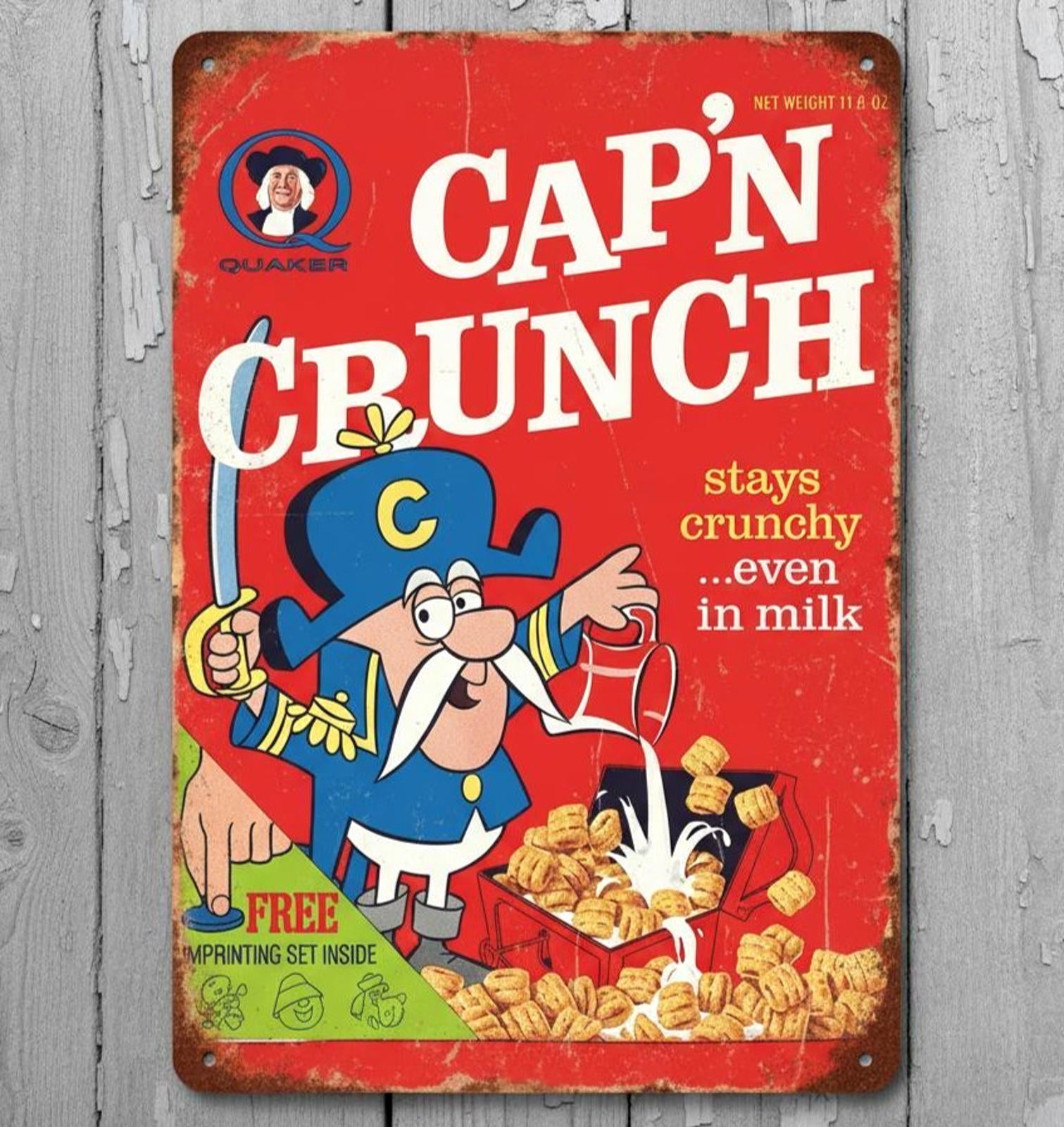 Cap'n Crunch Cereal 8 x 12 Vintage Novelty Metal Sign Made In USA