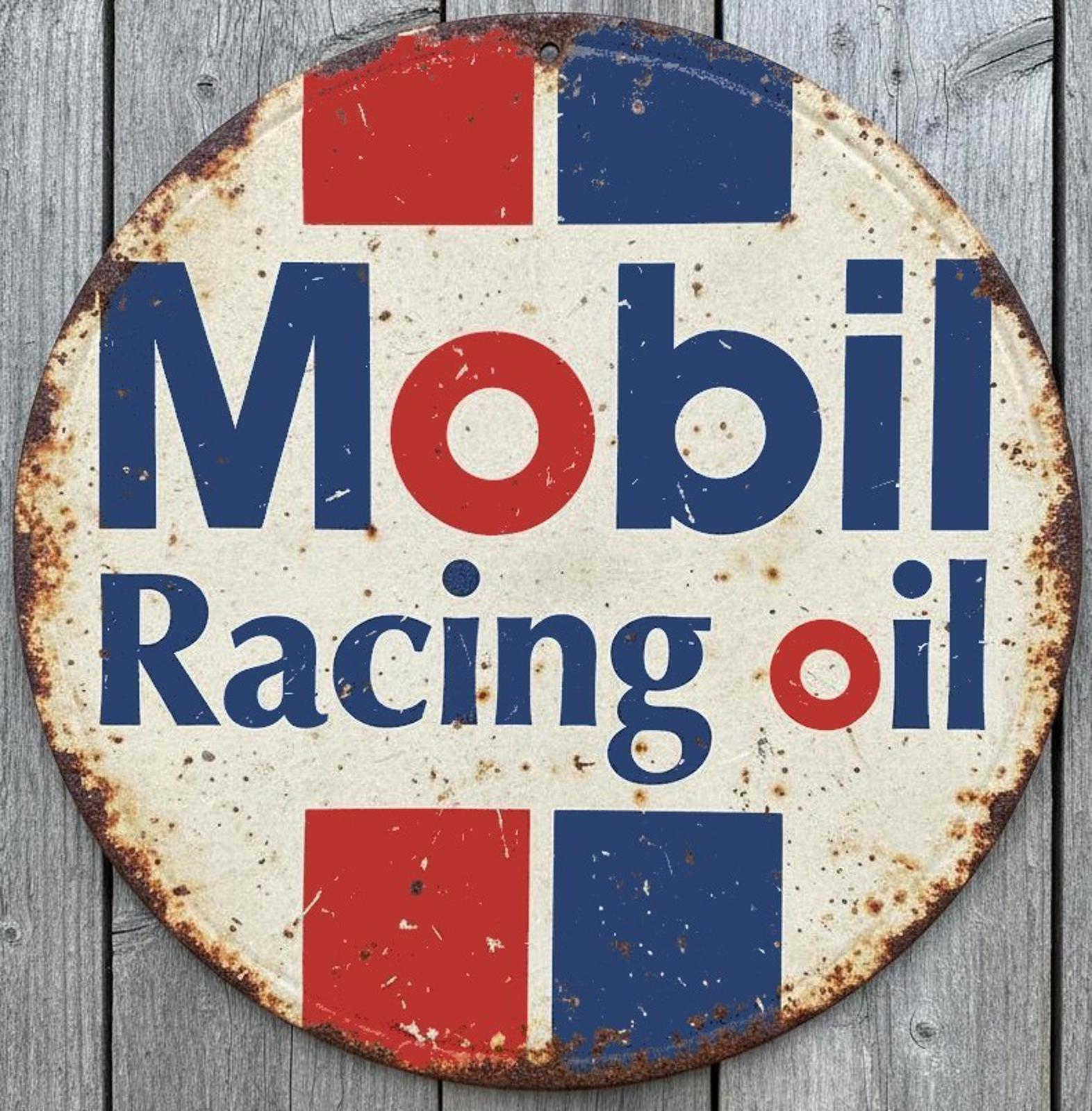 Mobil Racing Oil 12" Diameter Vintage Novelty Metal Sign Made In USA New!