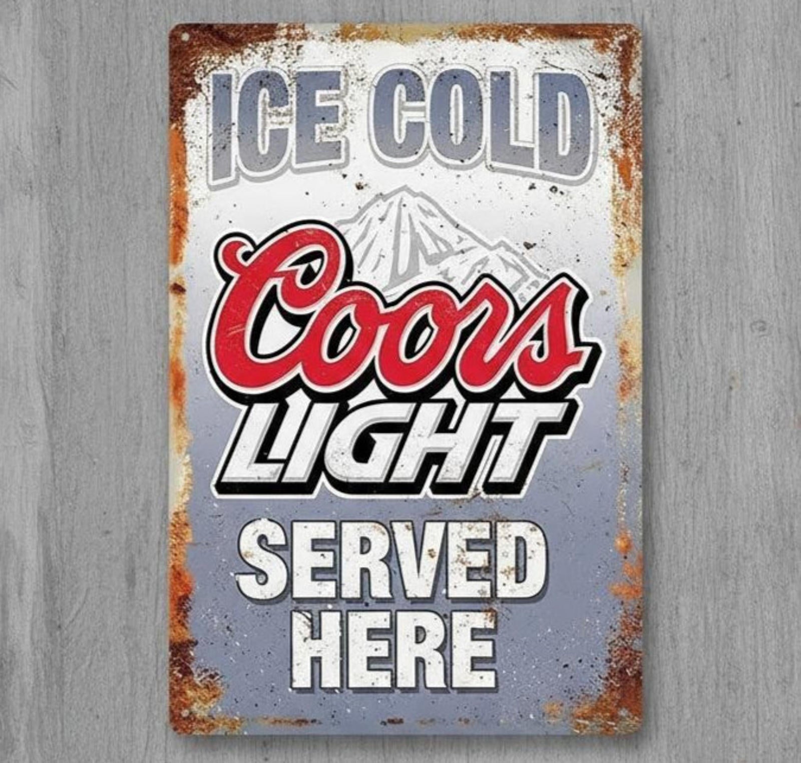 Ice Cold Coors Light Beer 8 x 12 Vintage Novelty Metal Sign Made In USA New!