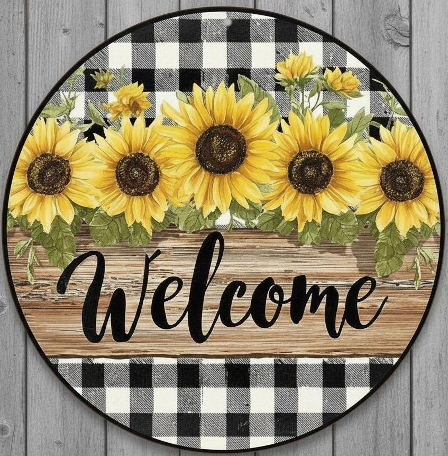 Welcome 8" Diameter Novelty Metal Sign Made In USA New!