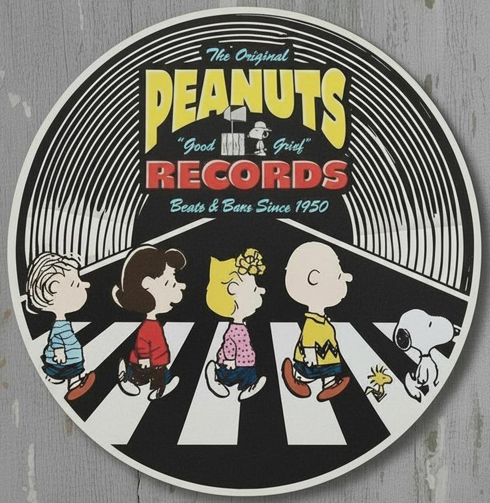 Peanuts Records 8" Diameter Novelty Metal Sign Made In USA New!