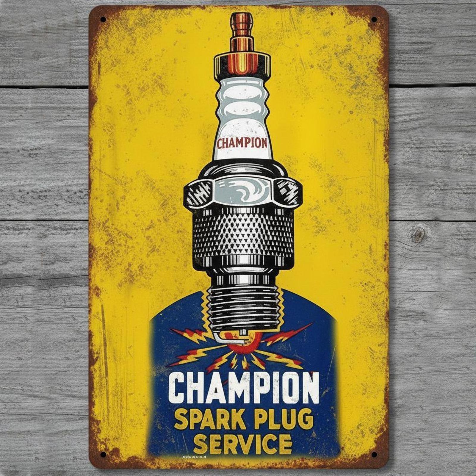 Champion Spark Plug Service 8 x 12 Vintage Novelty Metal Sign Made In USA New!