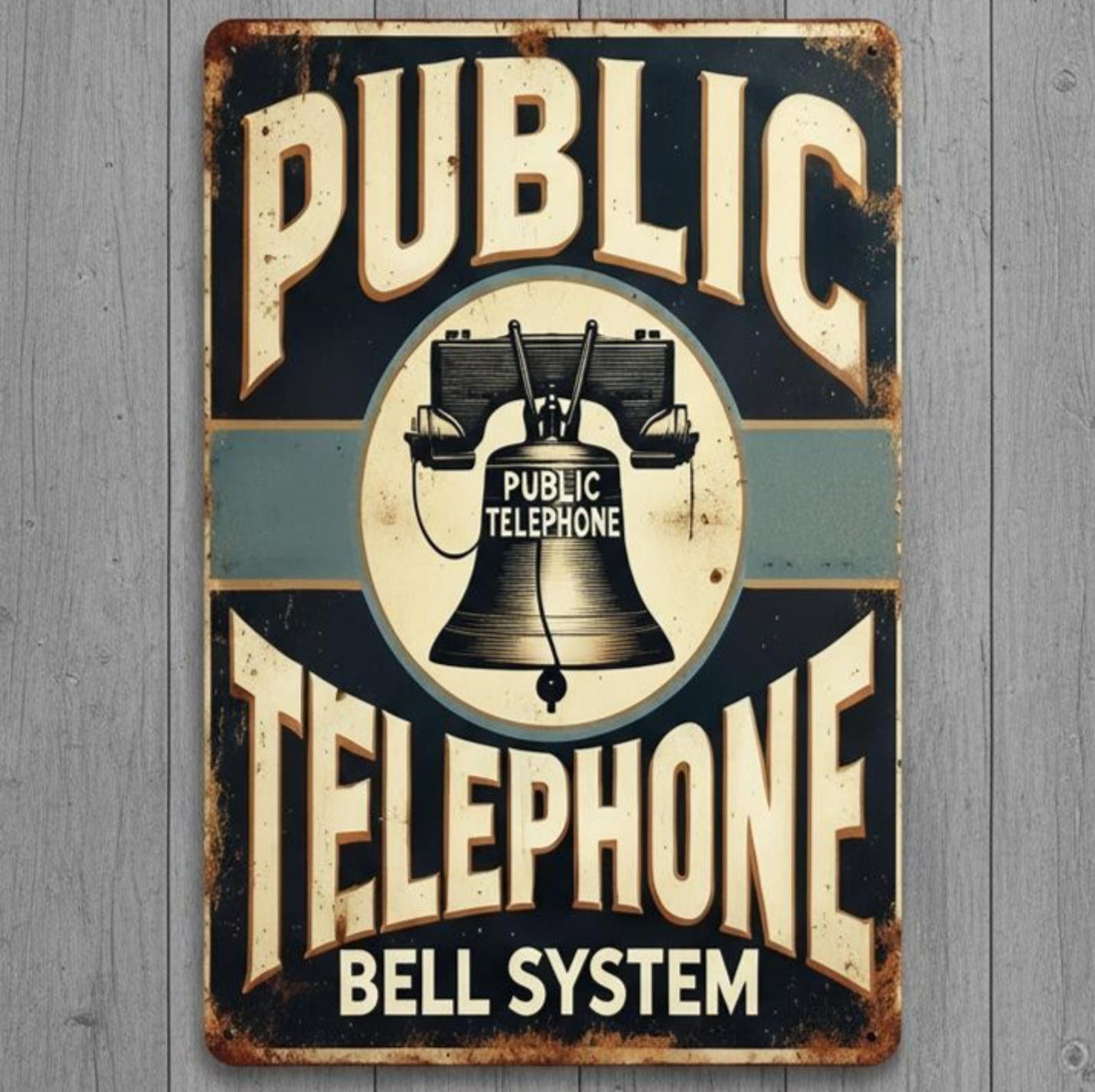 Bell System Public Telephone 8 x 12 Novelty Metal Sign New Shrink-wrapped