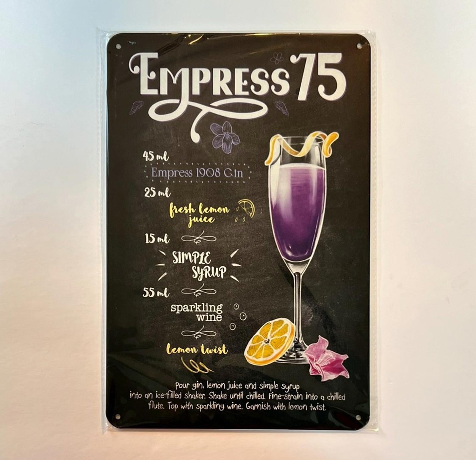 Mixed Drinks Empress 75 8 x 12 Novelty Metal Sign New!
