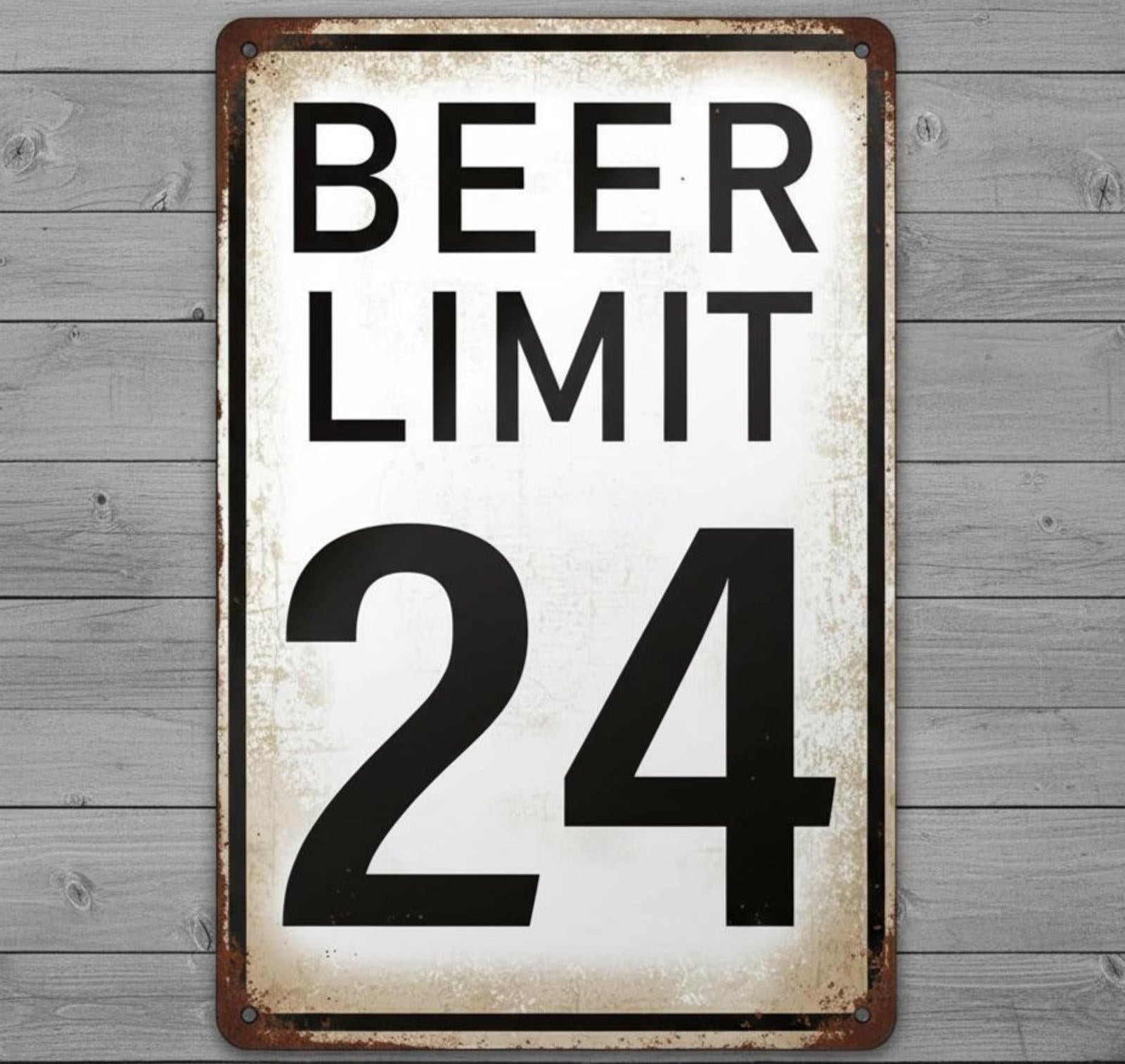 Beer Limit 24 8 x 12 Vintage Novelty Metal Sign Made In USA New!