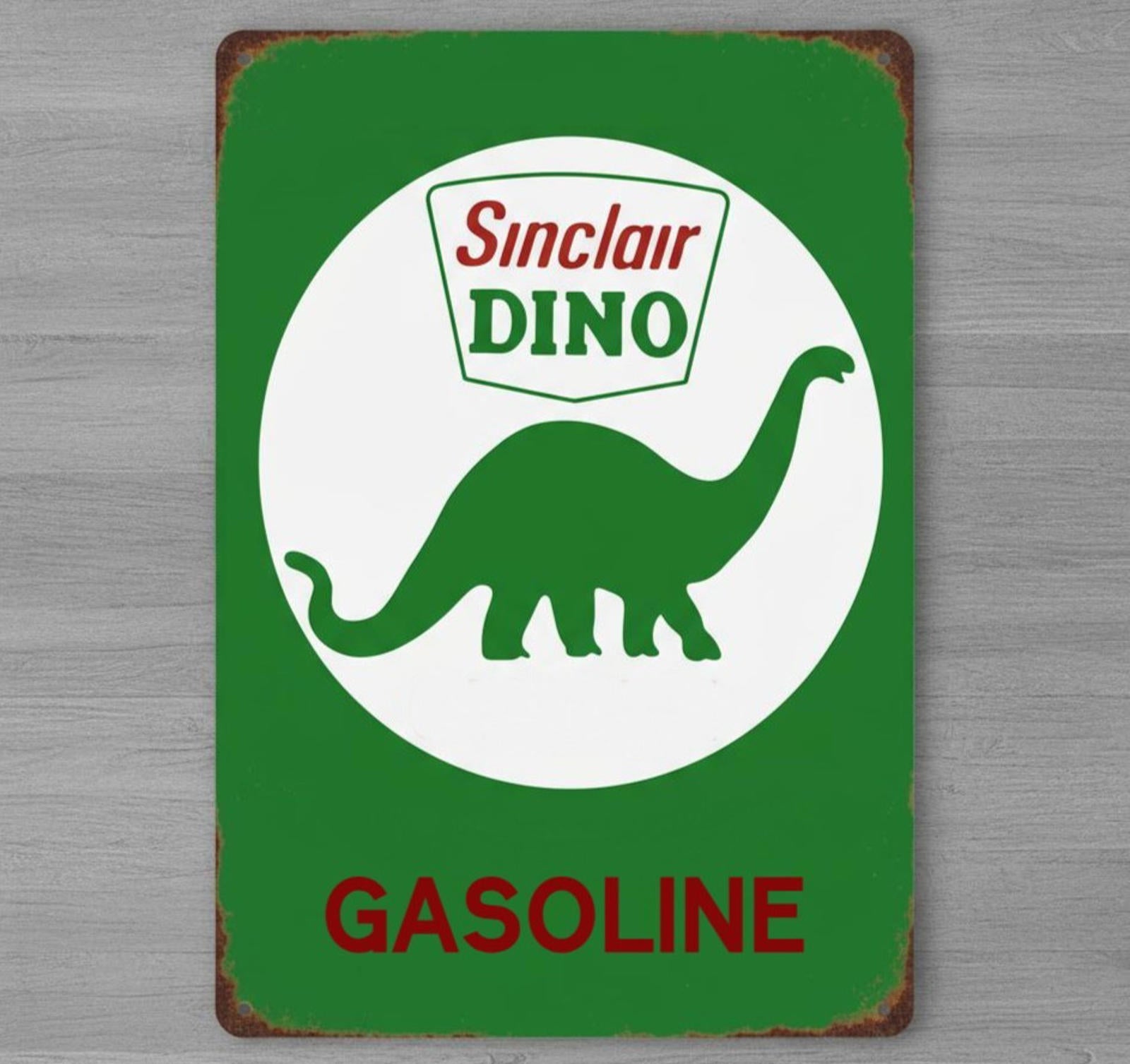 Sinclair Dino Gasoline 8 x 12 Novelty Metal Sign Made In USA New!