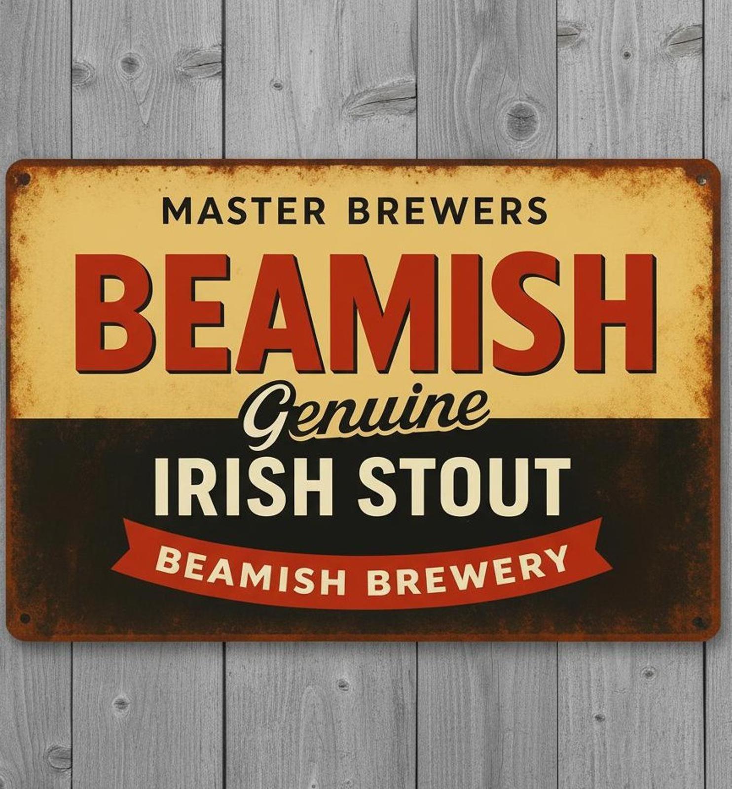 Beamish Genuine Irish Stout Beer 8 x 12 Vintage Novelty Metal Sign Made In USA