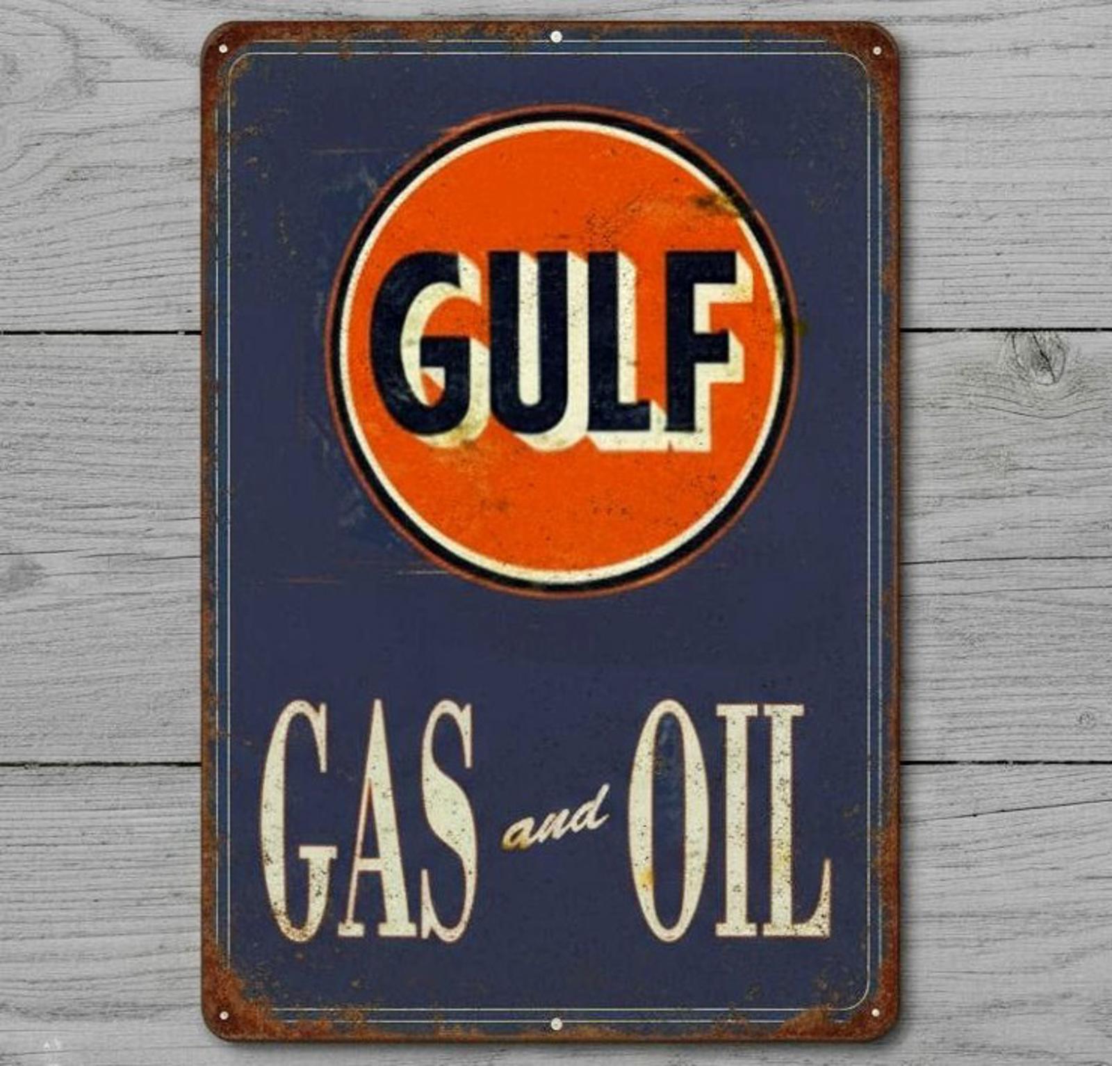Gulf Gas And Oil 8 x 12 Vintage Style Novelty Metal Sign Shrink-Wrapped New!