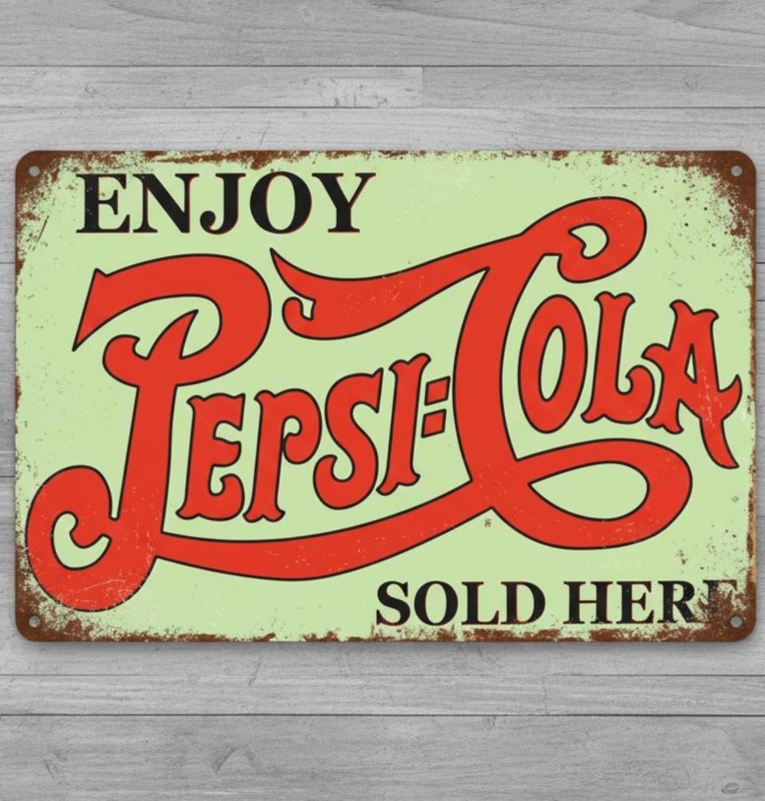 Pepsi Pepsi-Cola Sold Here 8 x 12 Novelty Metal Sign Shrink-wrapped Made In USA!