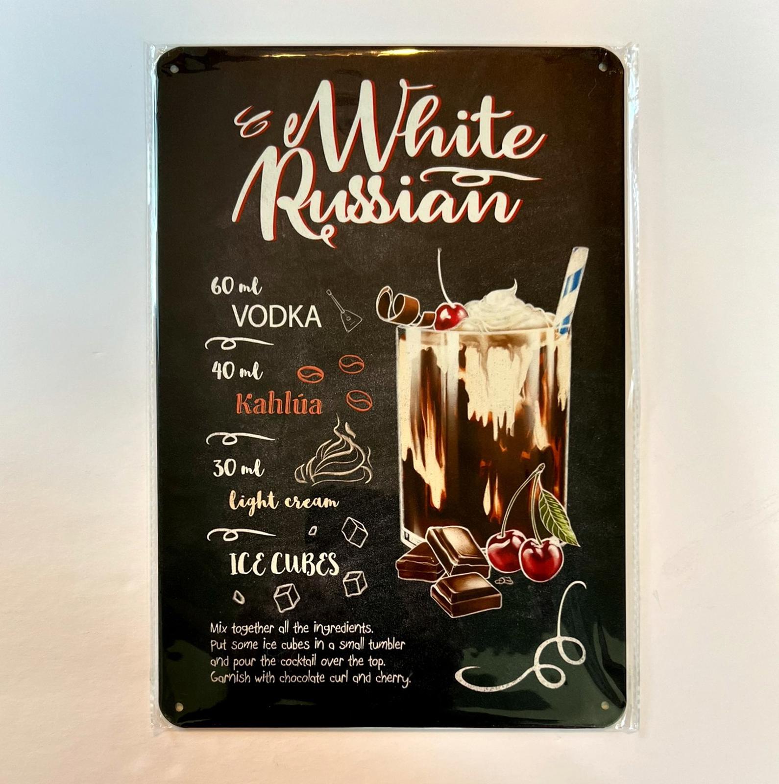 Mixed Drinks White Russian 8 x 12 Novelty Metal Sign New!