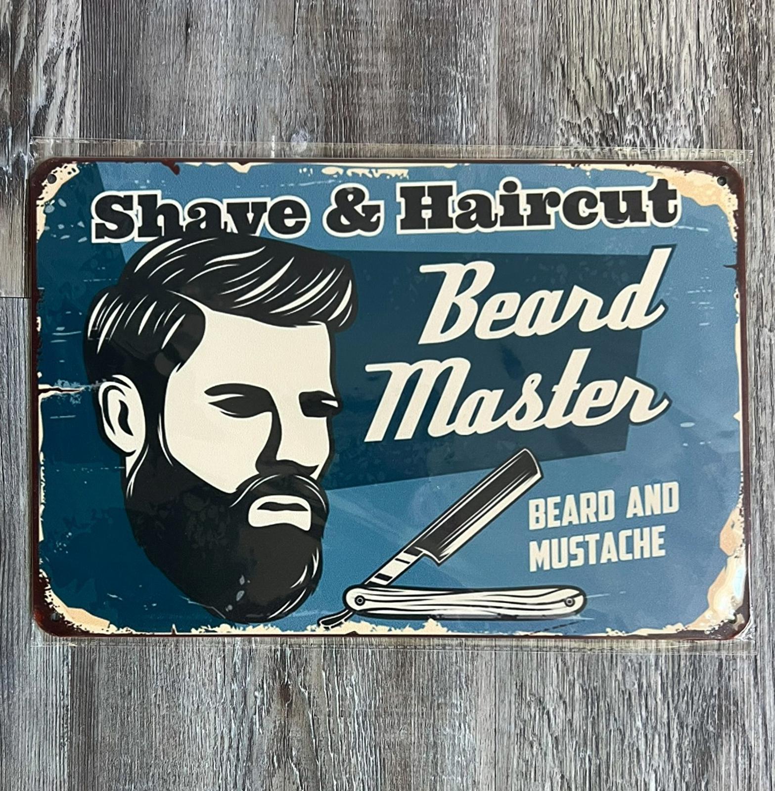 Shave & Haircut Beard Master 8 x 12 Vintage Novelty Metal Sign New!