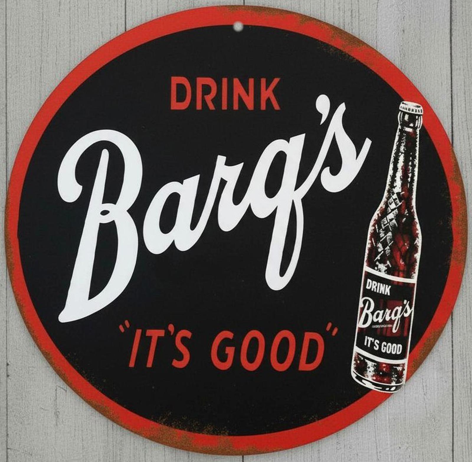 Drink Barq's Root Beer 8" Diameter Vintage Novelty Metal Sign Made In USA
