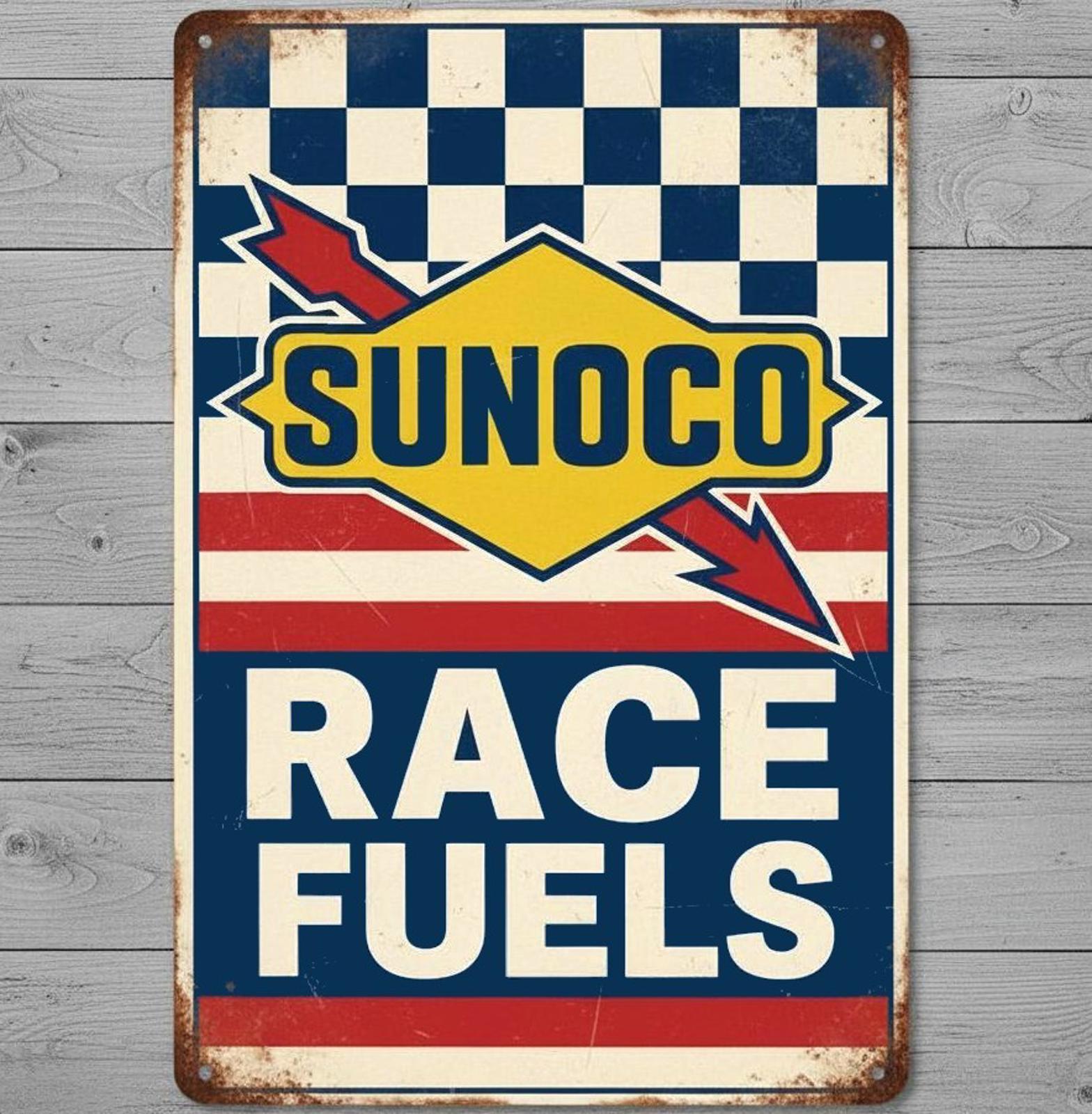 Sunoco Race Fuels 8 x 12 Novelty Metal Sign Shrink-Wrapped Made In USA New!