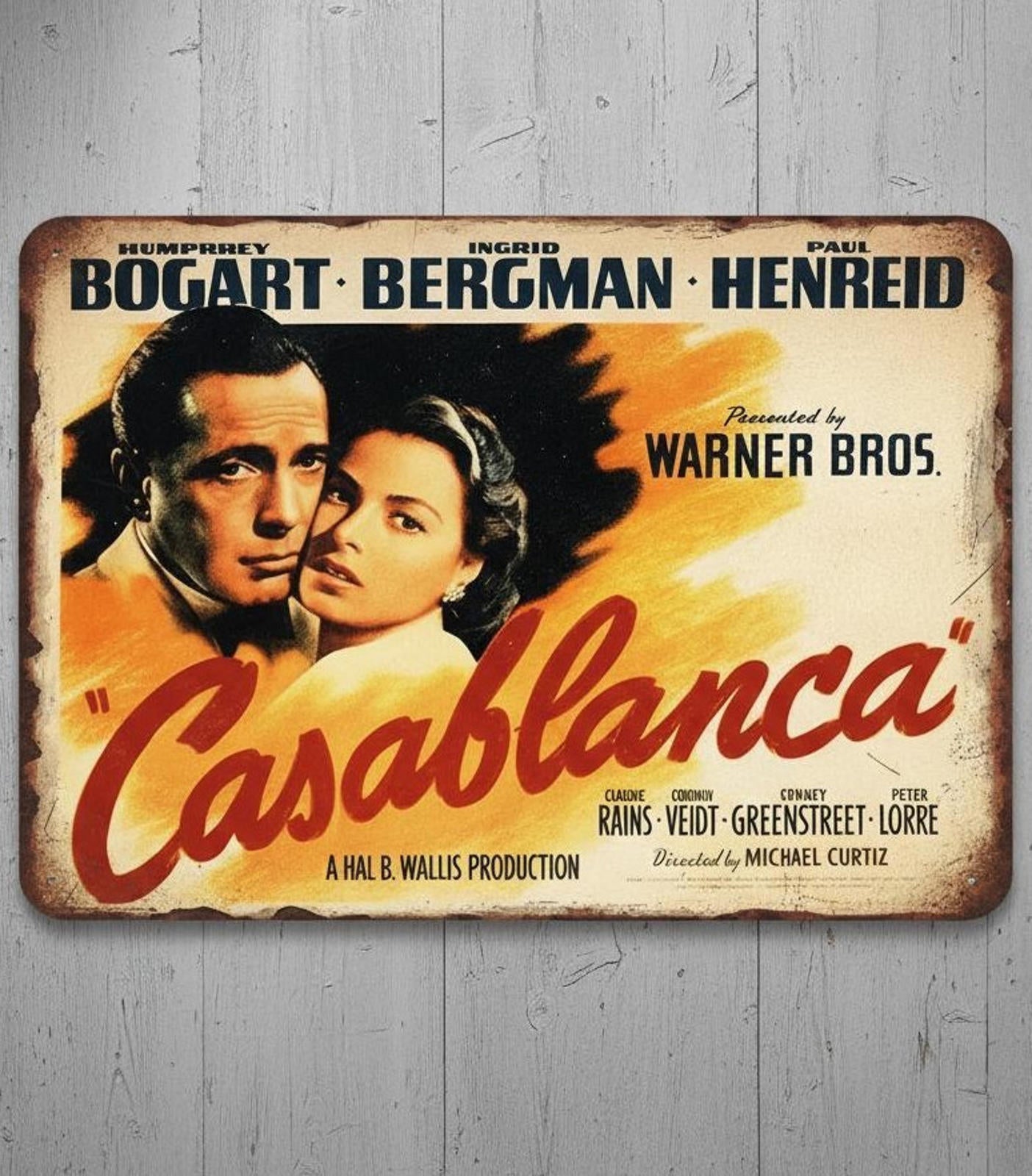 Casablanca Movie 8 x 12 Vintage Novelty Metal Sign Made In USA New!
