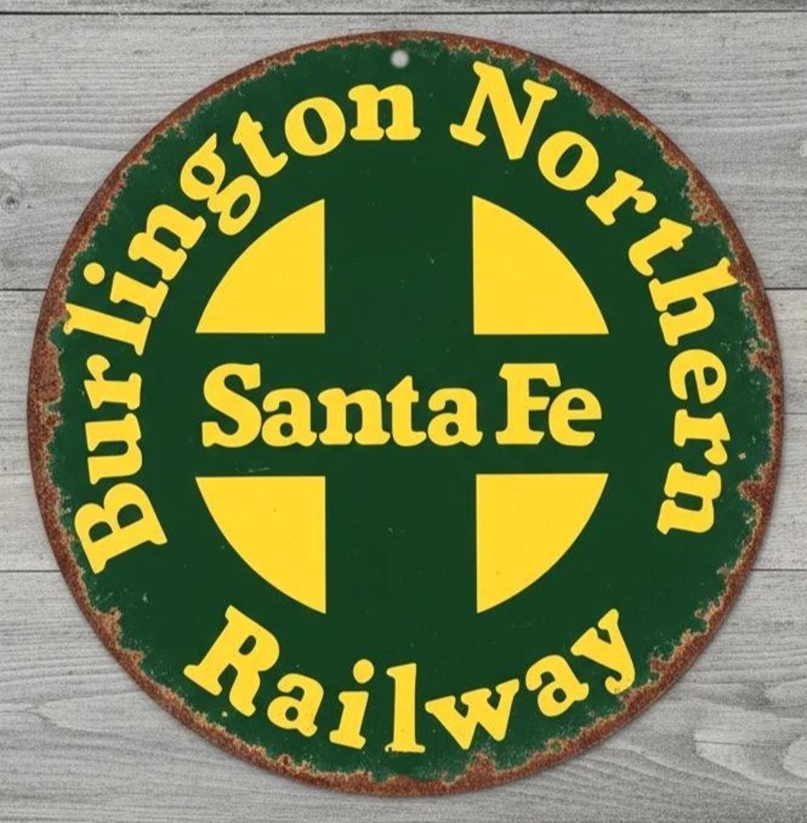 Burlington Northern Santa Fe Railway 8" Diameter Novelty Metal Sign Made In USA