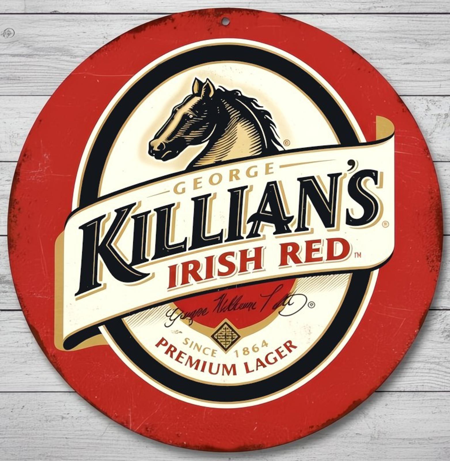 Killian's Irish Red Premium Lager 12" Diameter Novelty Metal Sign Made In USA