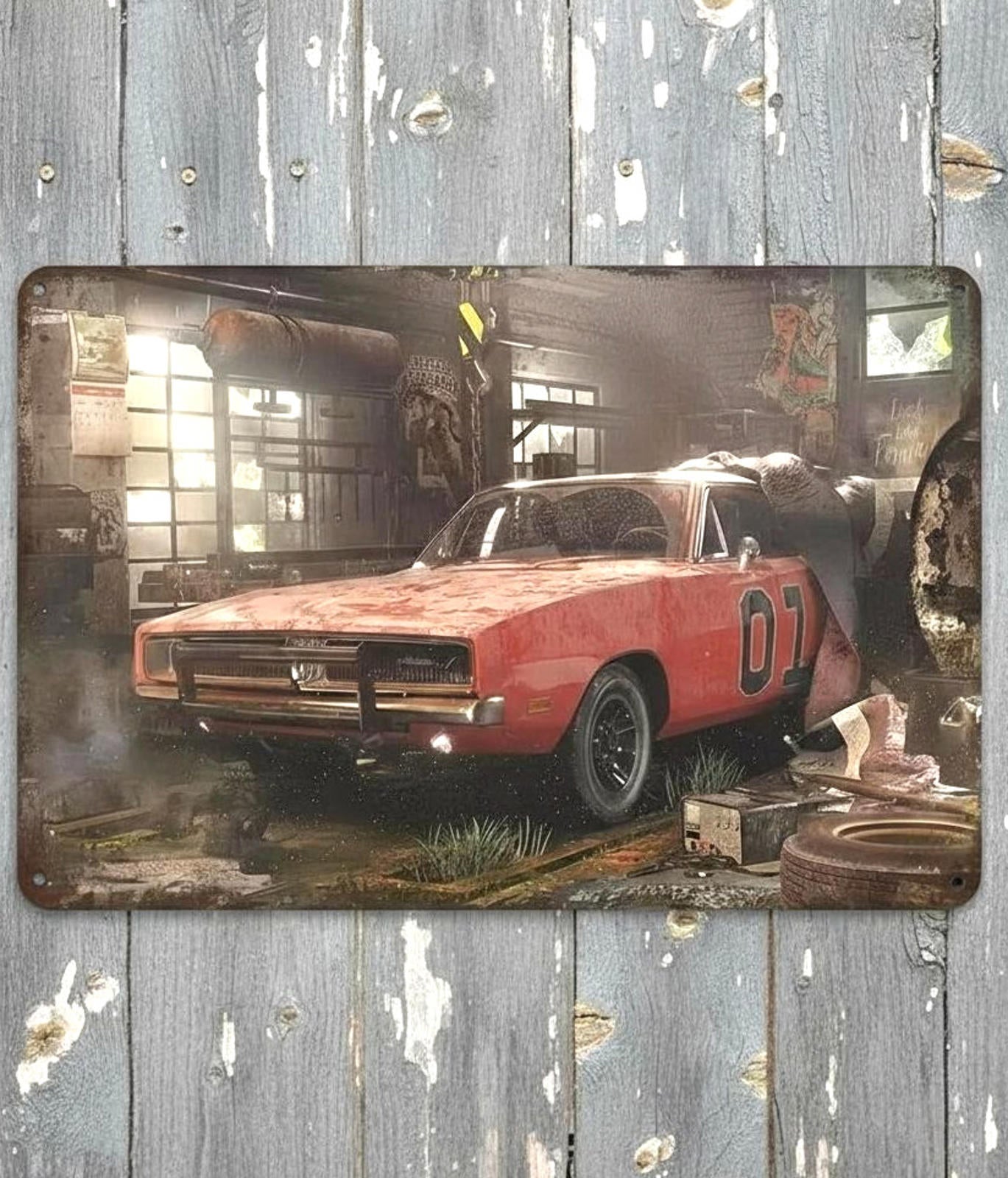 The General Lee 1969 Dodge Charger 8 x 12 Vintage Novelty Metal Sign New!