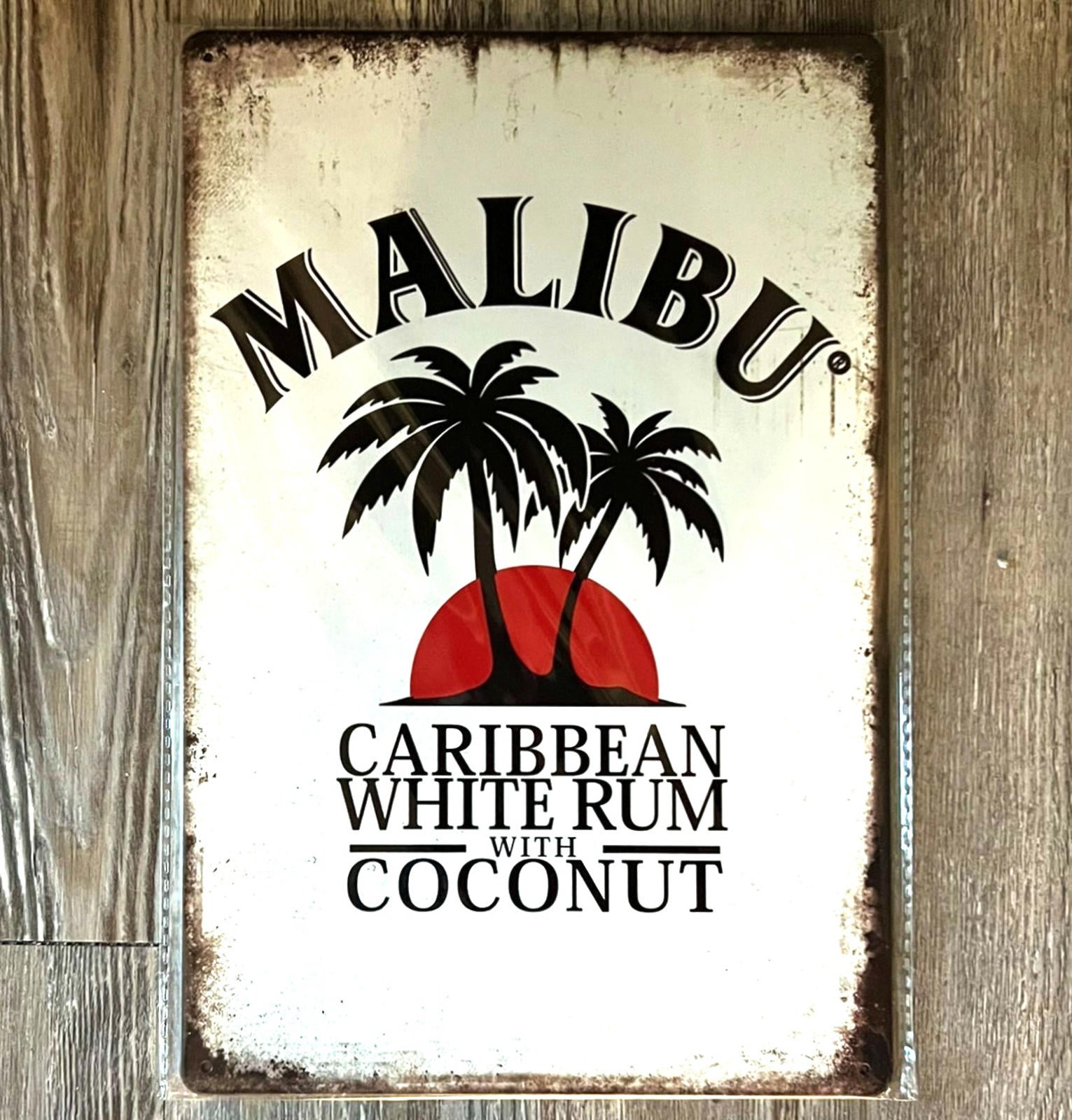 Malibu Caribbean White Rum With Coconut 8 x 12 Novelty Metal Sign New!