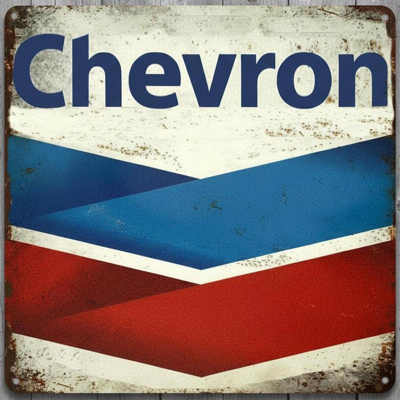 Chevron Gasoline 12 x 12 Square Vintage Novelty Metal Sign Made In USA