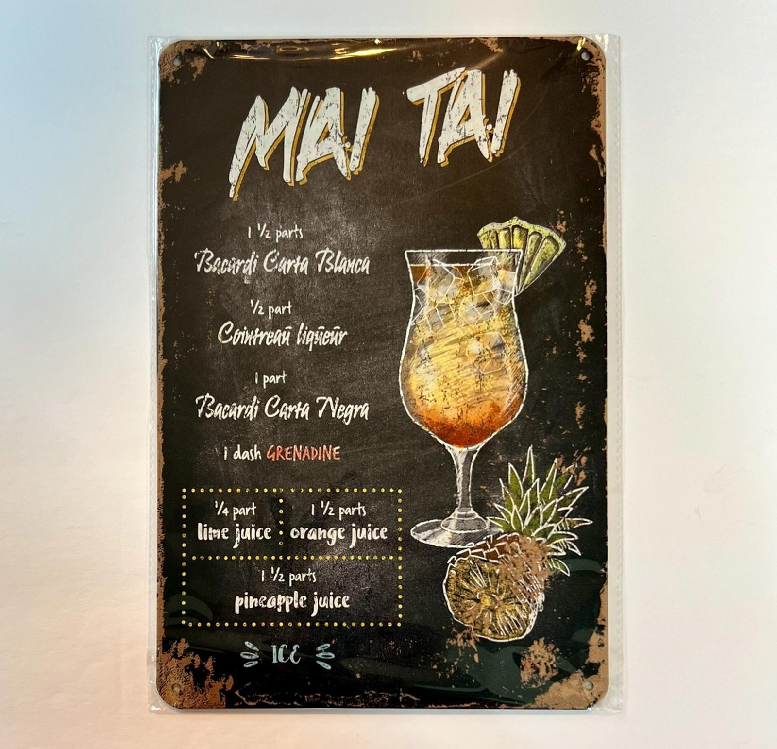 Mixed Drinks Mai Tai 8 x 12 Novelty Metal Sign New!