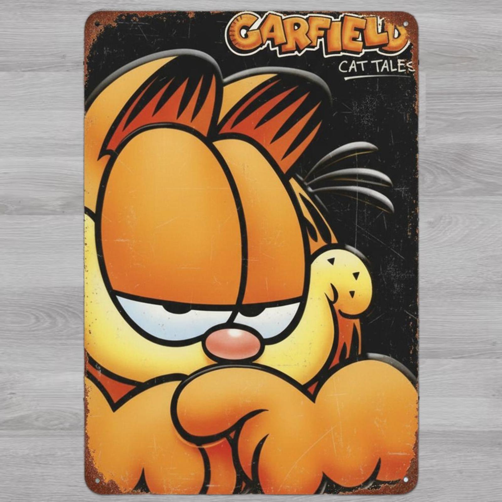 Garfield Cat Tails 8 x 12 Vintage Novelty Metal Sign Made In USA New!