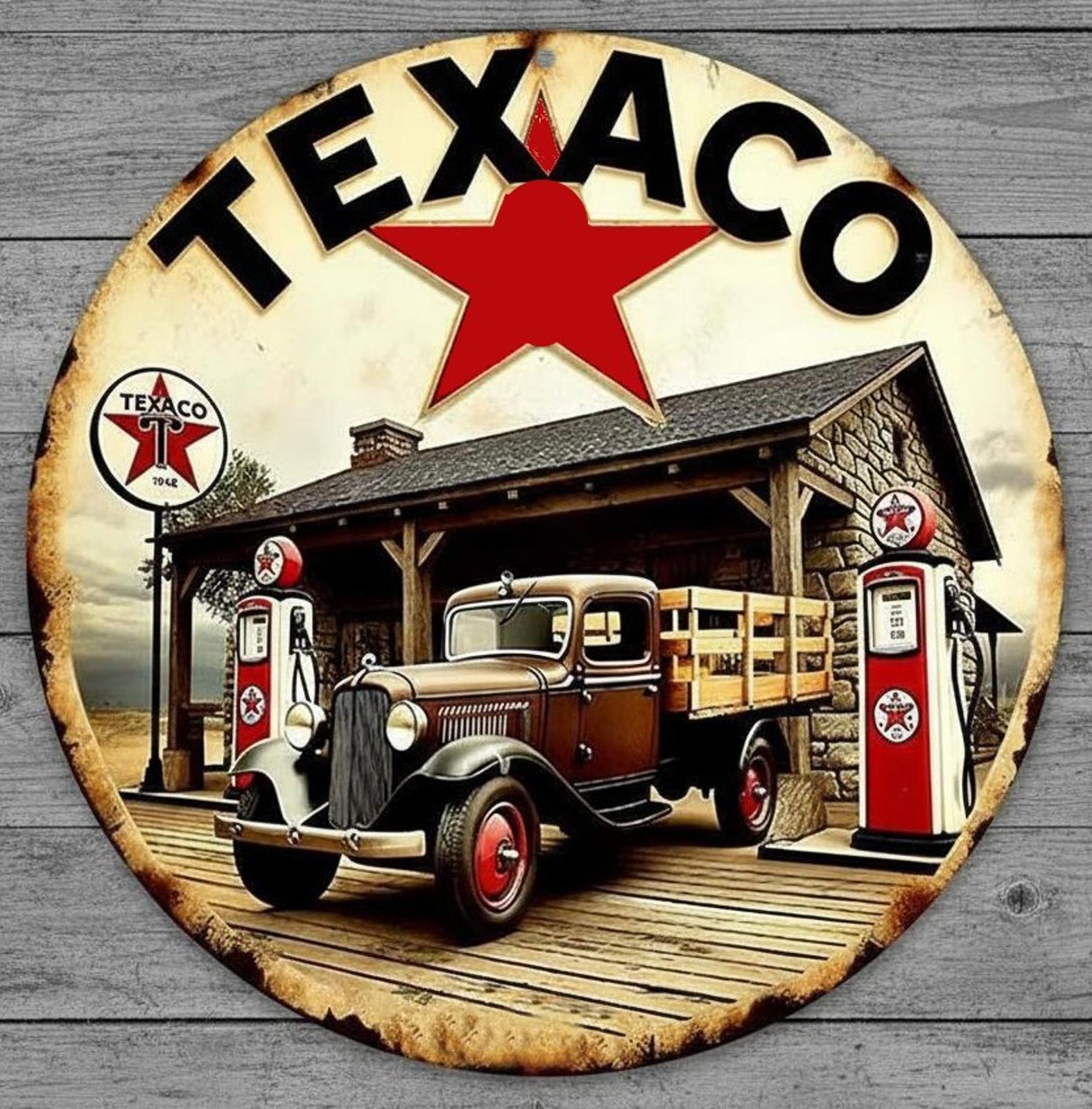 Texaco Gasoline 8" Diameter Novelty Metal Sign Made In USA New!