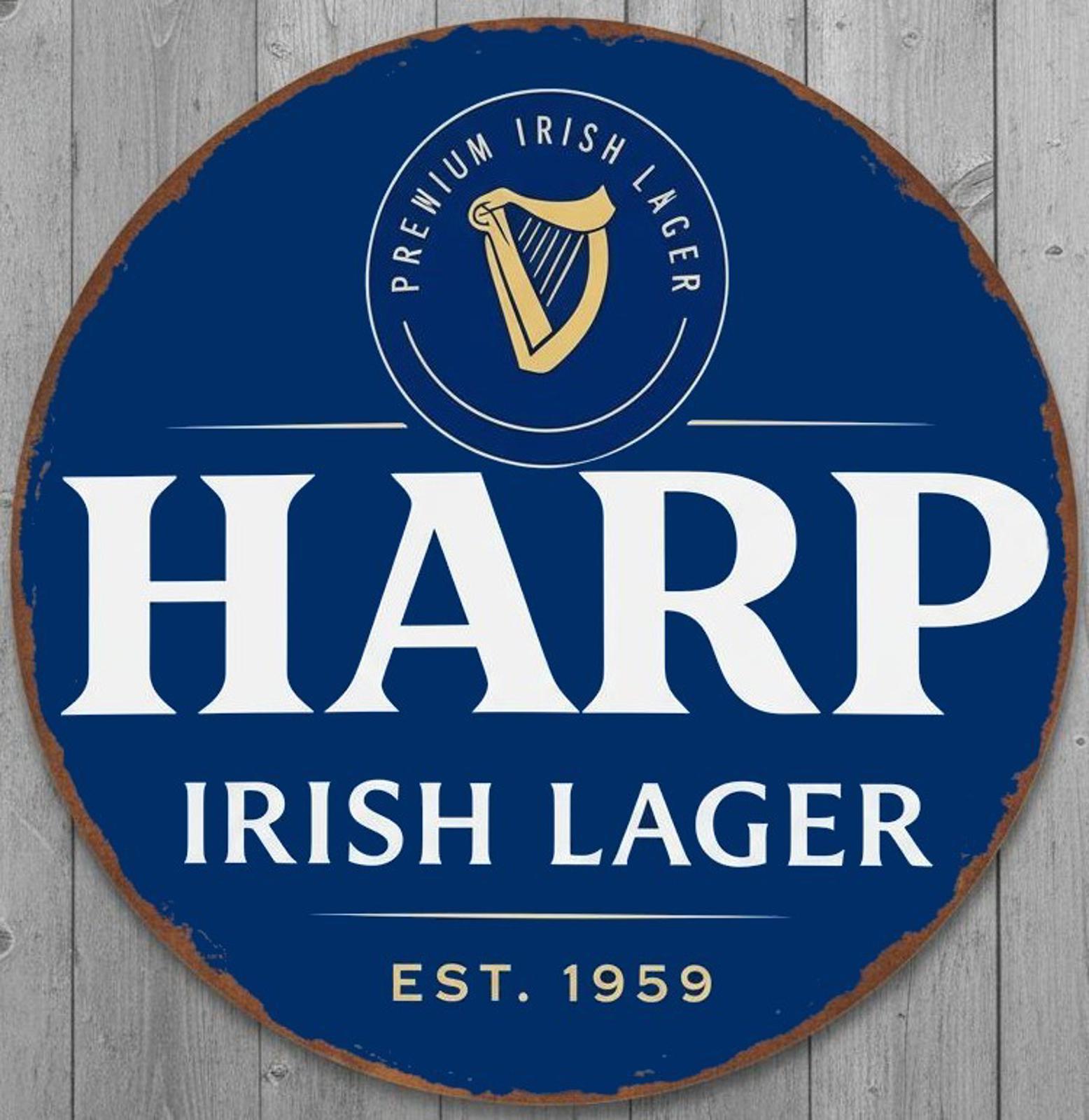 Harp Irish Lager 12" Diameter Novelty Metal Sign Made In USA New!