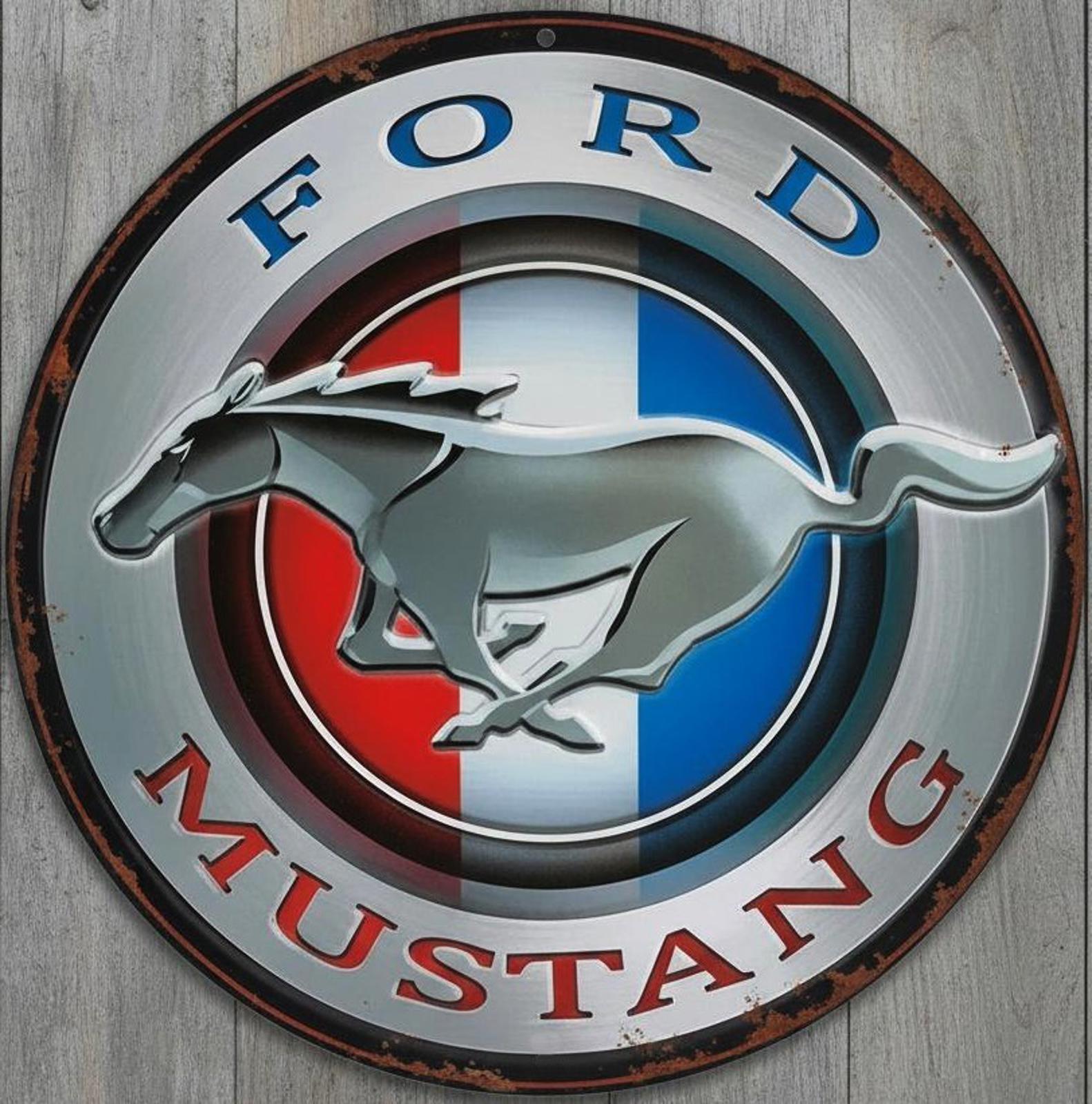 Ford Mustang 8" Diameter Vintage Novelty Metal Sign Made In USA