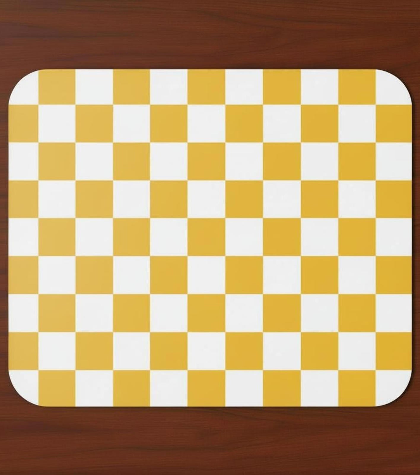 Yellow Checkerboard 9.5 x 8 Mouse Pad With Anti-Slip Rubber Backing Made In USA