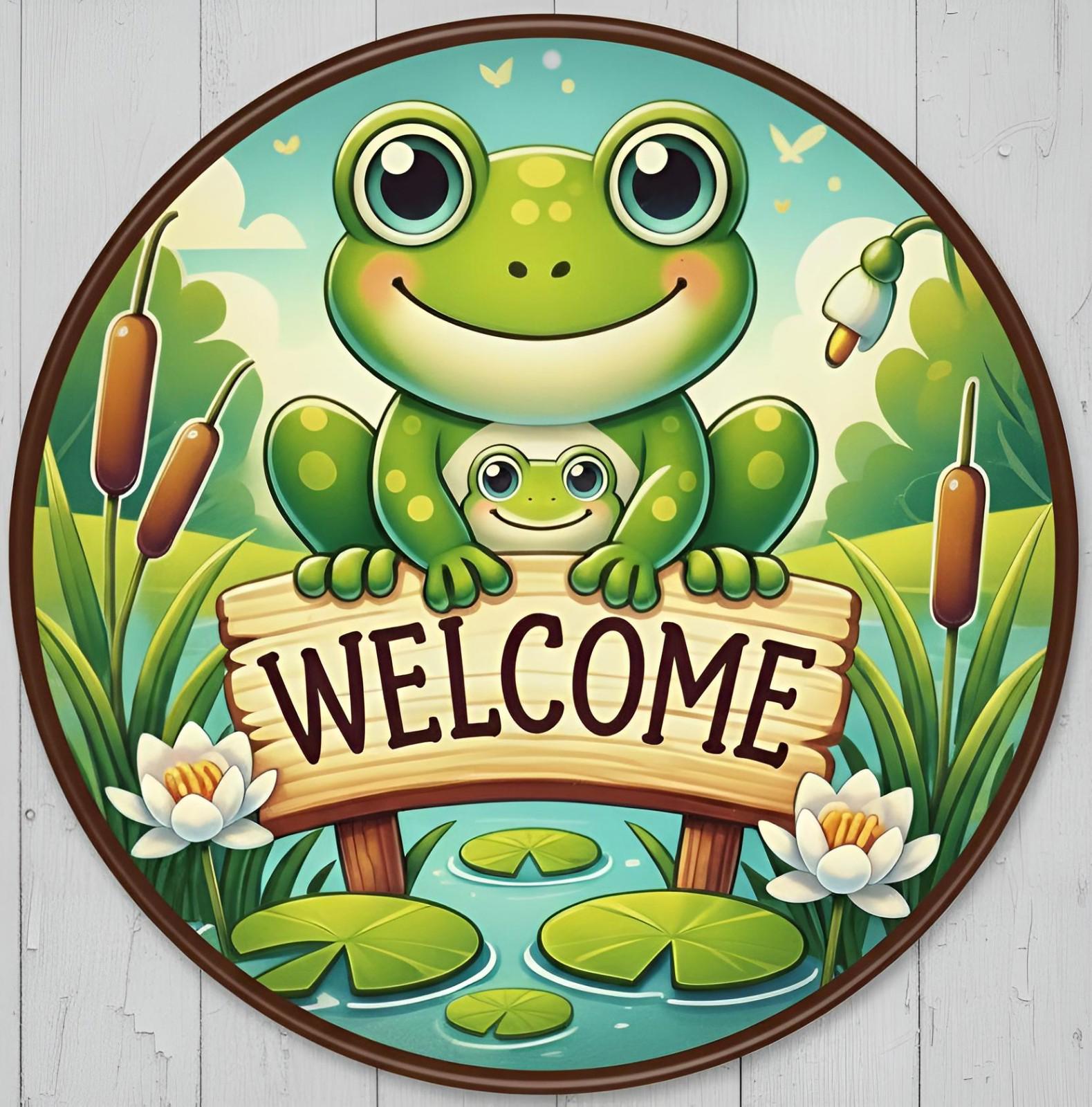 Welcome 8" Diameter Novelty Metal Sign Made In USA New!