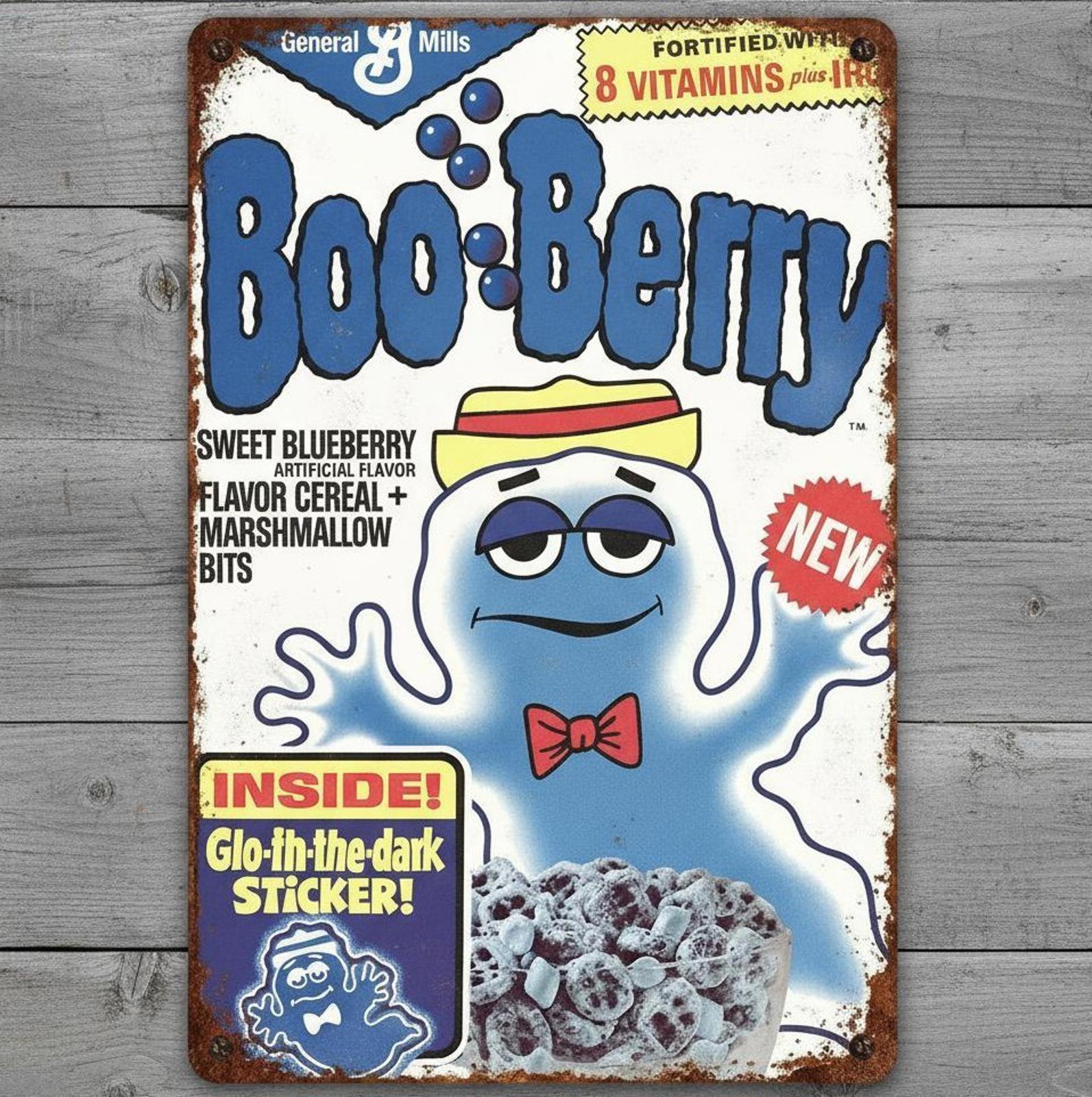 Boo Berry Cereal 8 x 12 Vintage Novelty Metal Sign New!