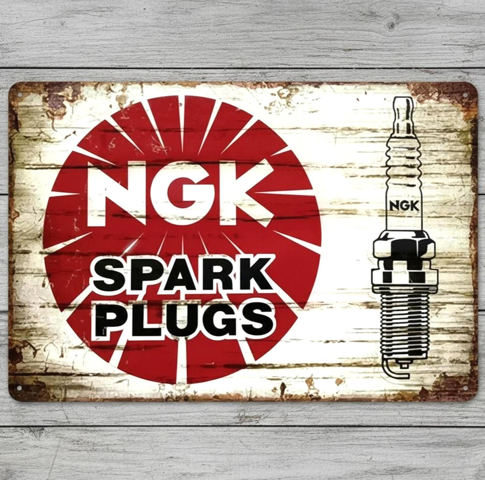 NGK Spark Plugs 8 x 12 Novelty Metal Sign Shrink-Wrapped Made In USA New!