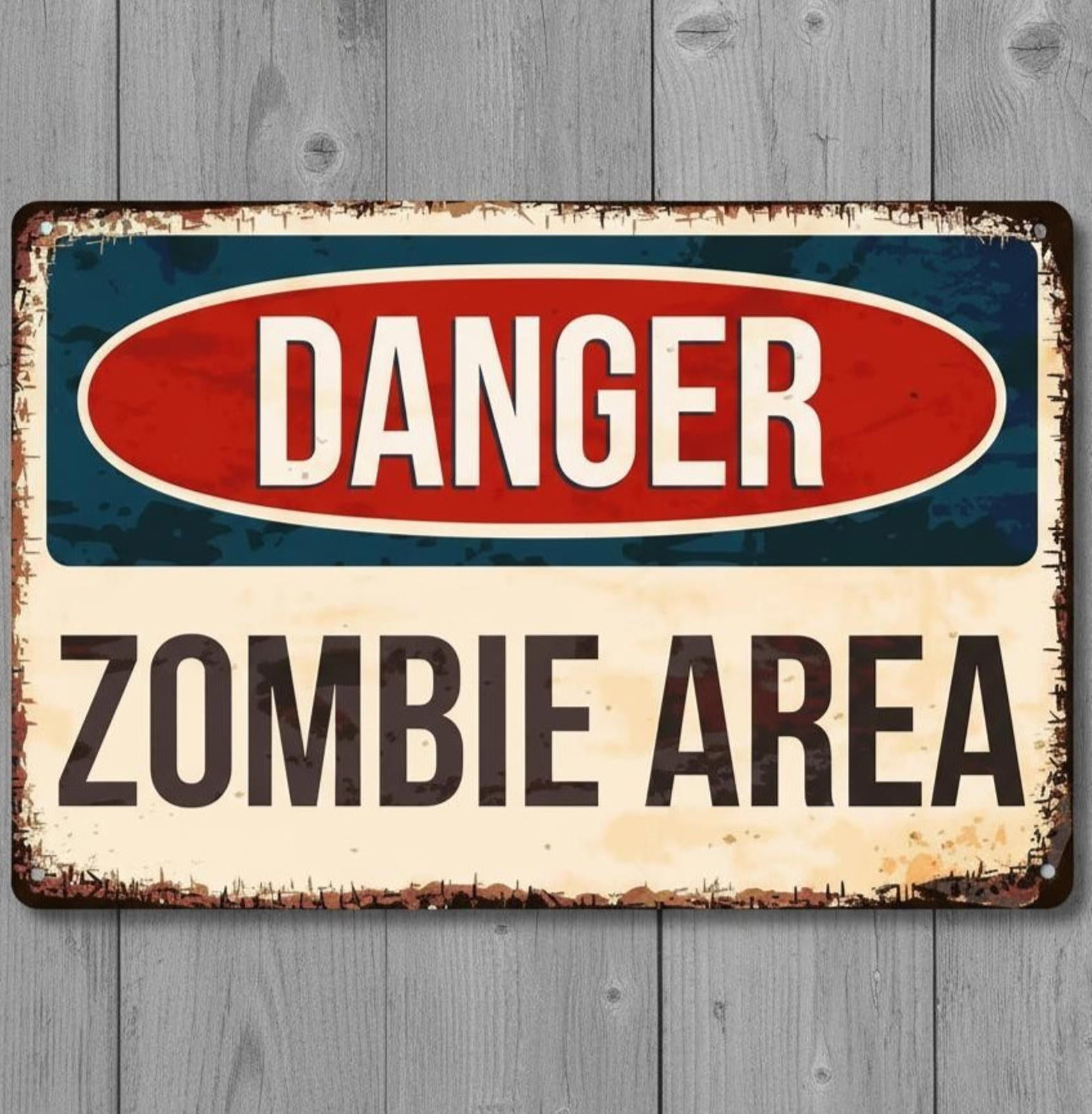 Danger Zombie Area 8 x 12 Vintage Novelty Metal Sign Made In USA!