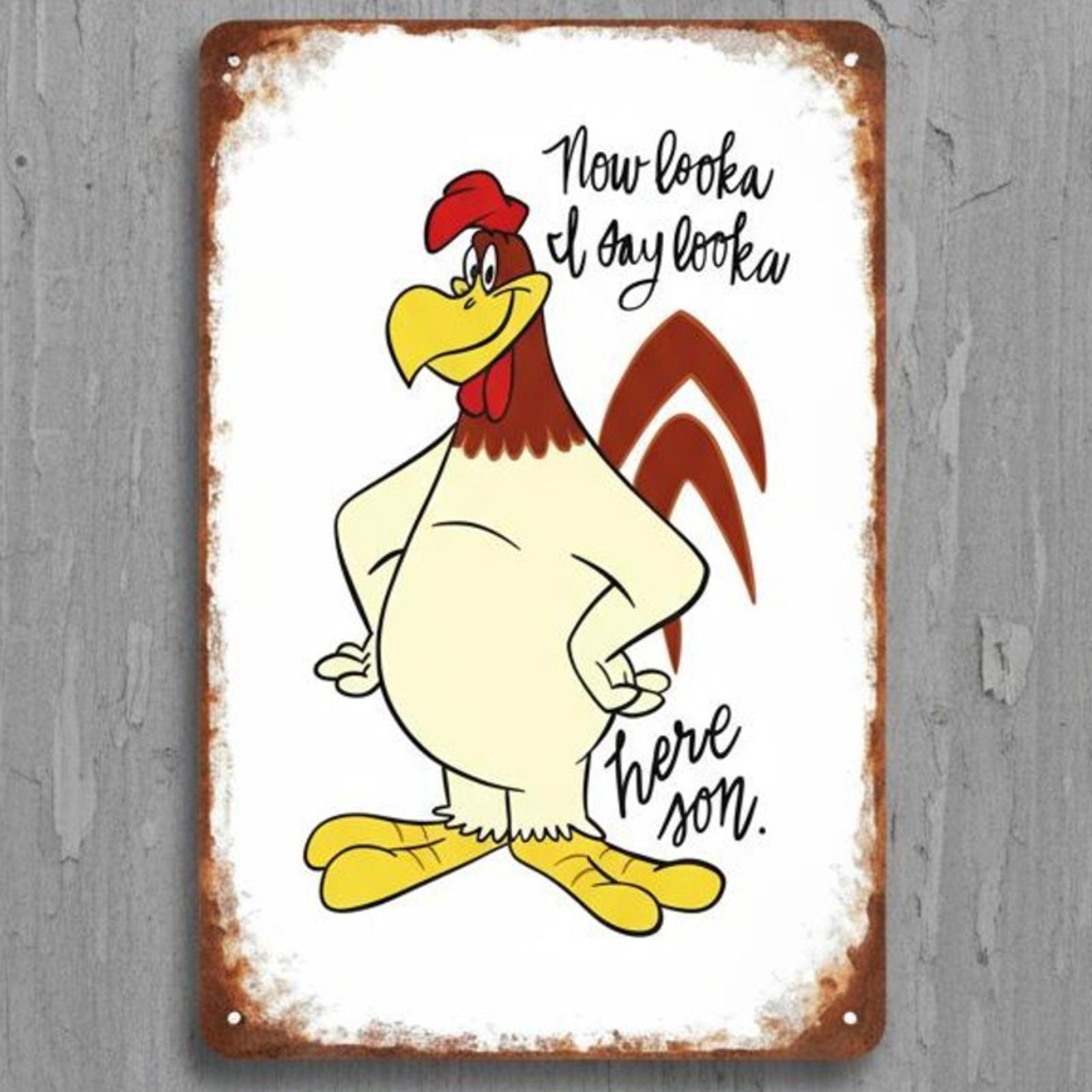 Foghorn Leghorn Now Looka Here Son 8 x 12 Vintage Novelty Metal Sign New!