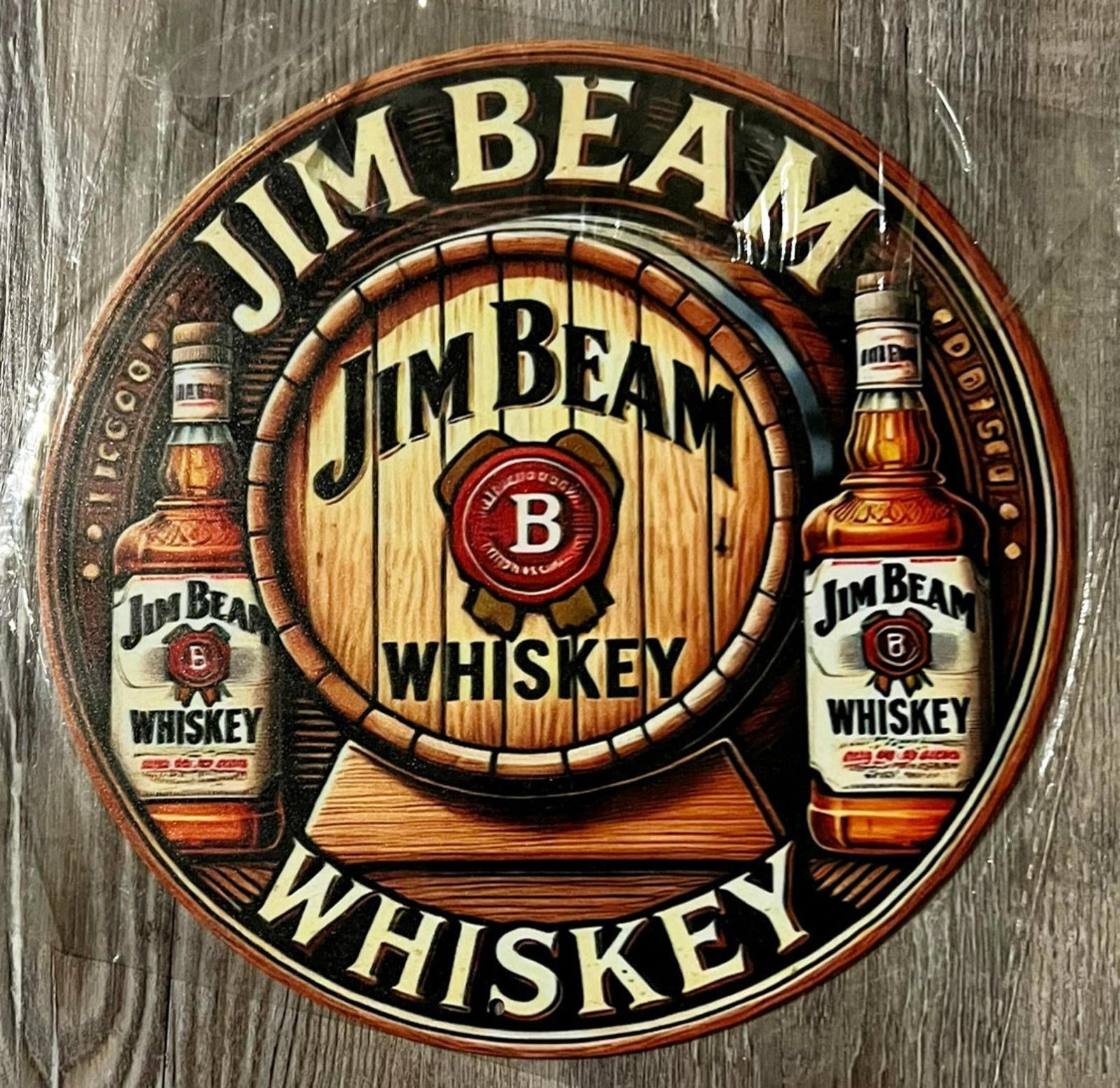 Jim Beam Whiskey 12" Diameter Novelty Metal Sign Make In USA New!
