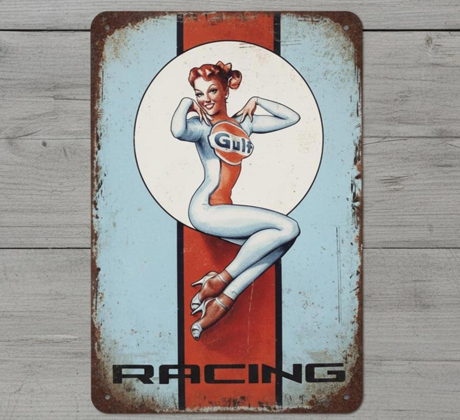 Gulf Racing 8 x 12 Vintage Novelty Metal Sign Made In USA