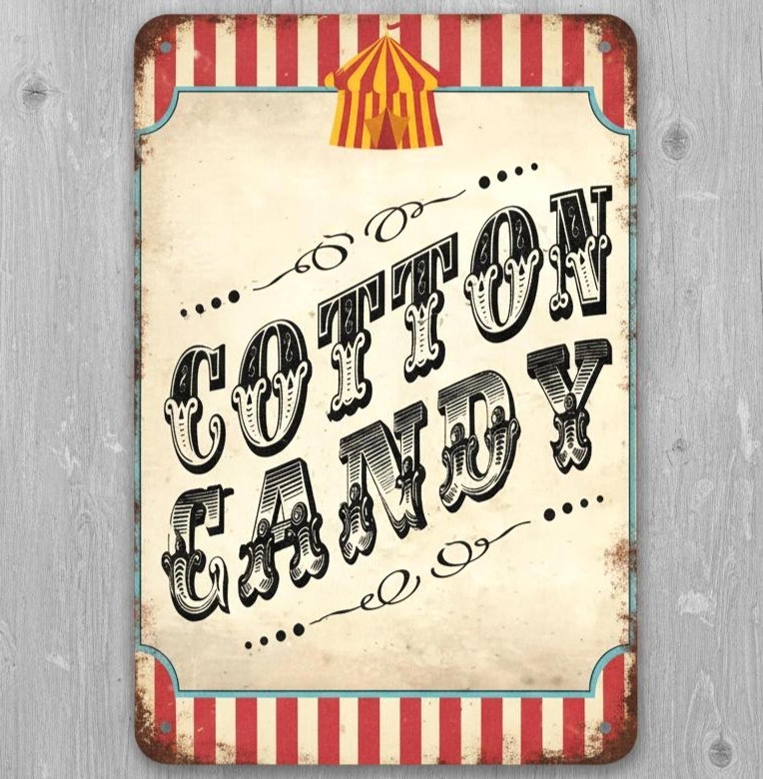 Cotton Candy 8 x 12 Vintage Novelty Metal Sign Made In USA New!