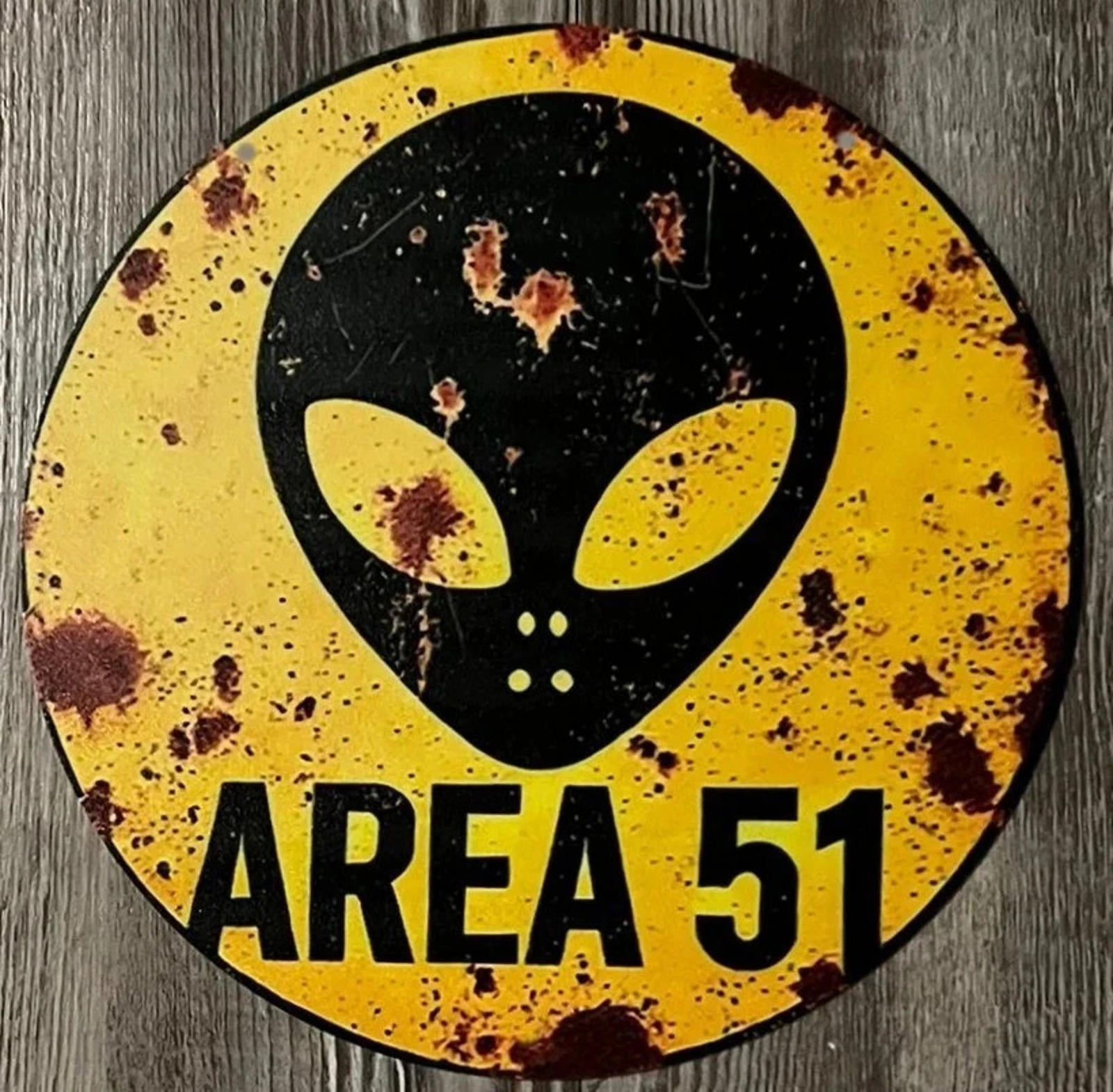 Area 51 12" Diameter Vintage Novelty Metal Sign Made In USA New!