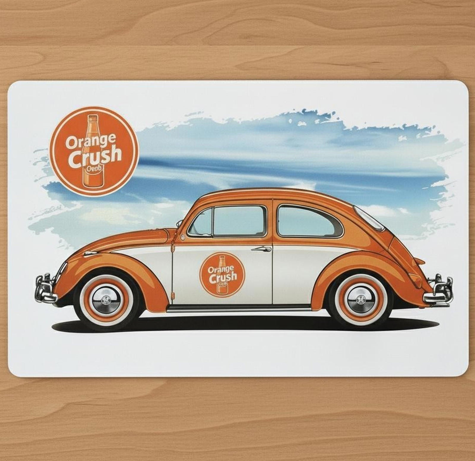 Orange Crush 9.5 x 8 Mouse Pad With Anti-Slip Rubber Backing Made In USA