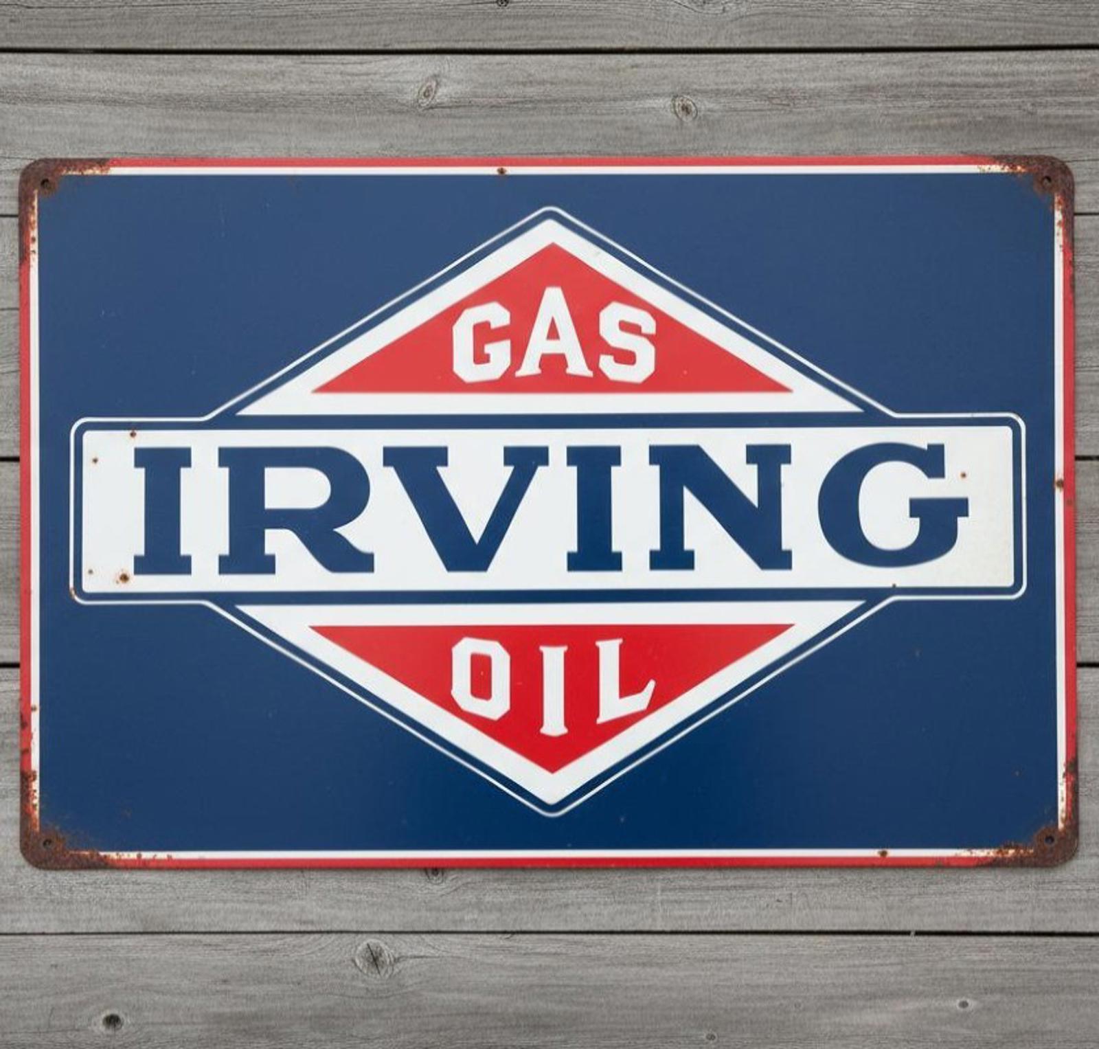 Irving Gas & Oil 8 x 12 Vintage Novelty Metal Sign Made In USA New!