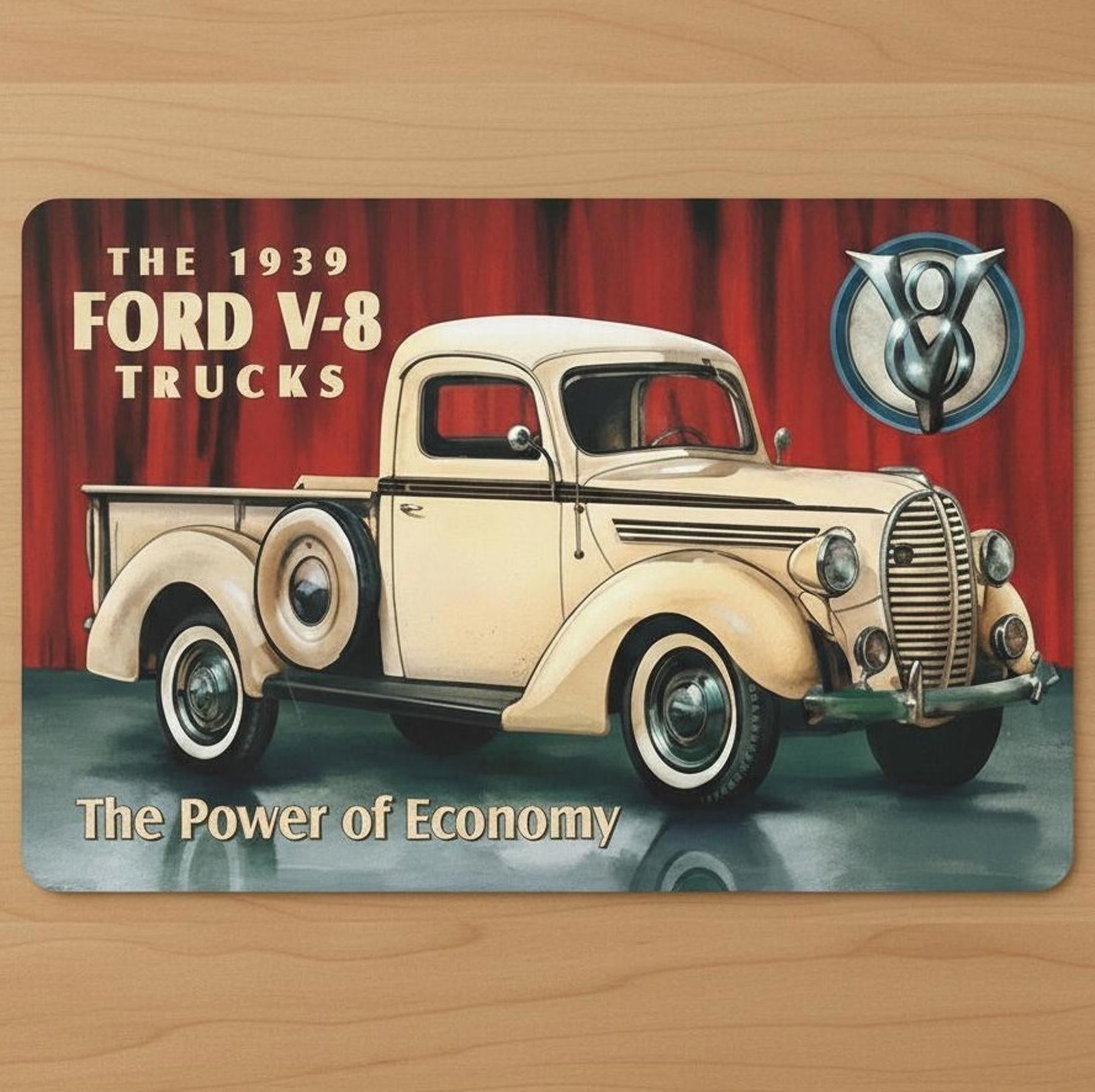 1939 Ford V-8 Trucks 9.5 x 8 Mouse Pad With Anti-Slip Rubber Backing Made In USA