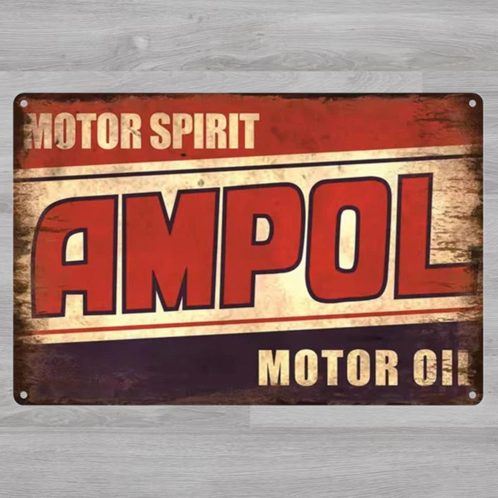 Ampol Motor Spirit Motor Oil 8 x 12 Novelty Metal Sign New!