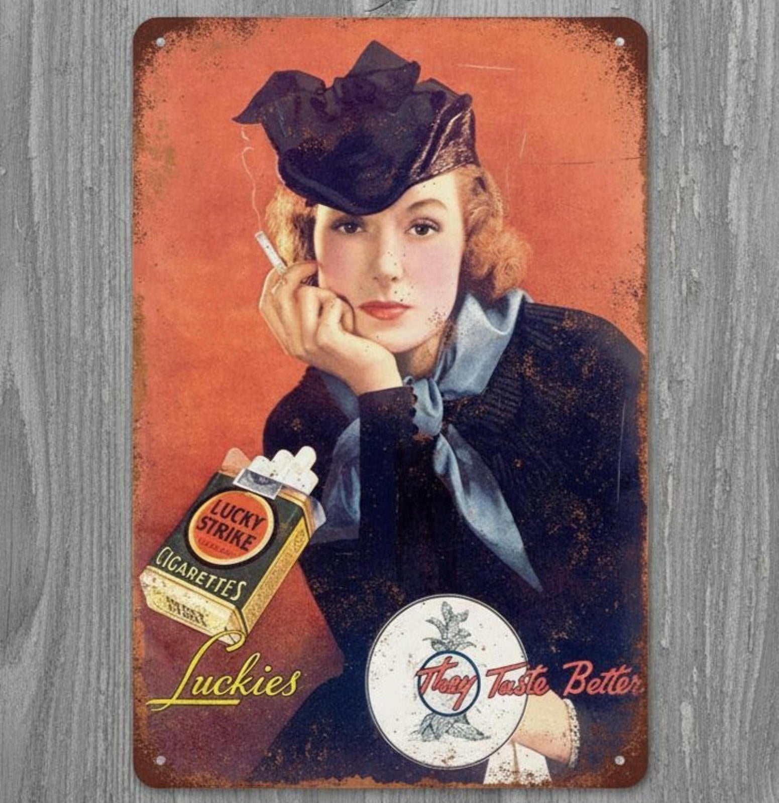 Lucky Strike Cigarettes 8 x 12 Vintage Novelty Metal Sign Made In USA New!