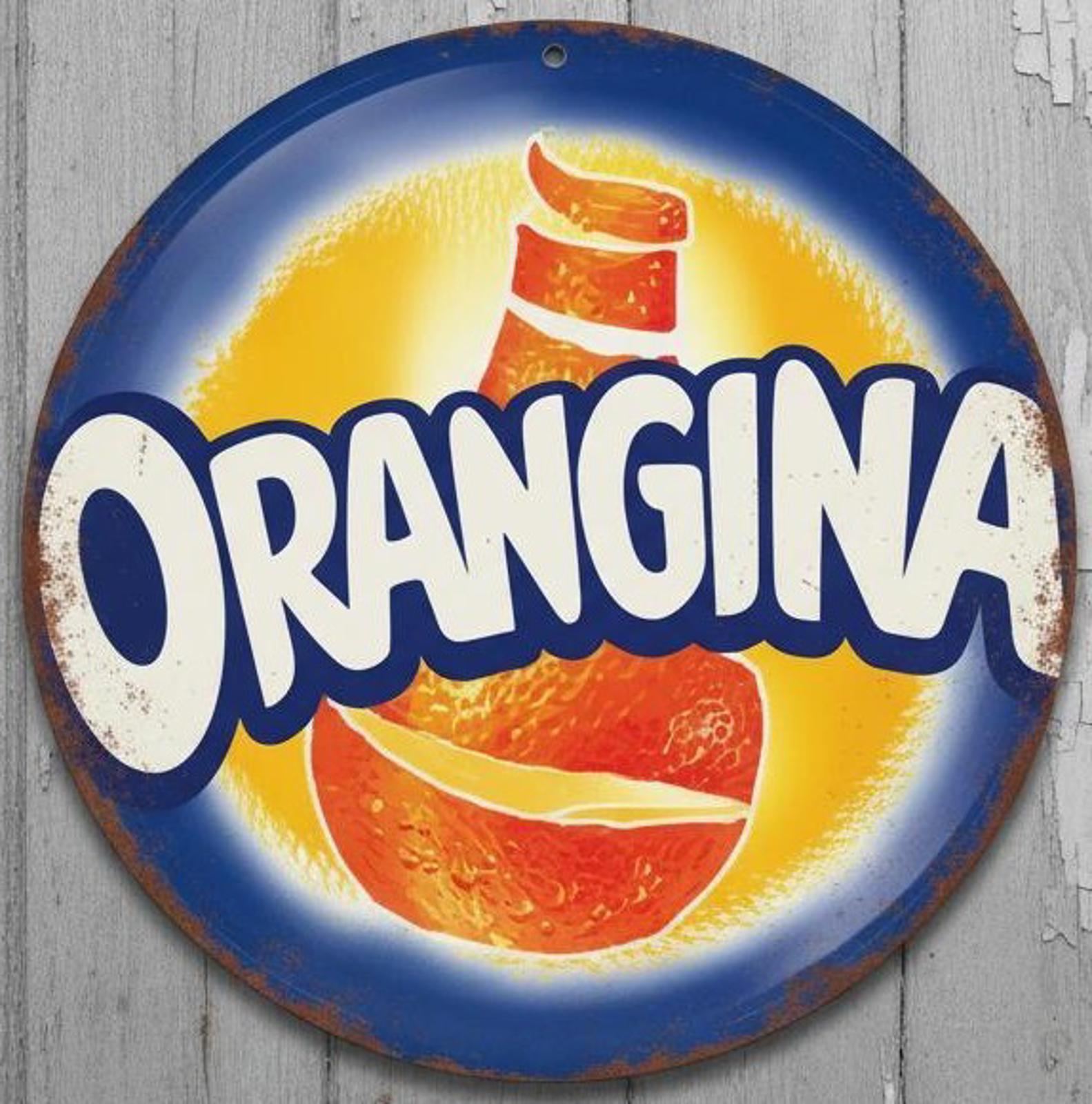 Orangina 12" Diameter Vintage Novelty Metal Sign Made In USA New!