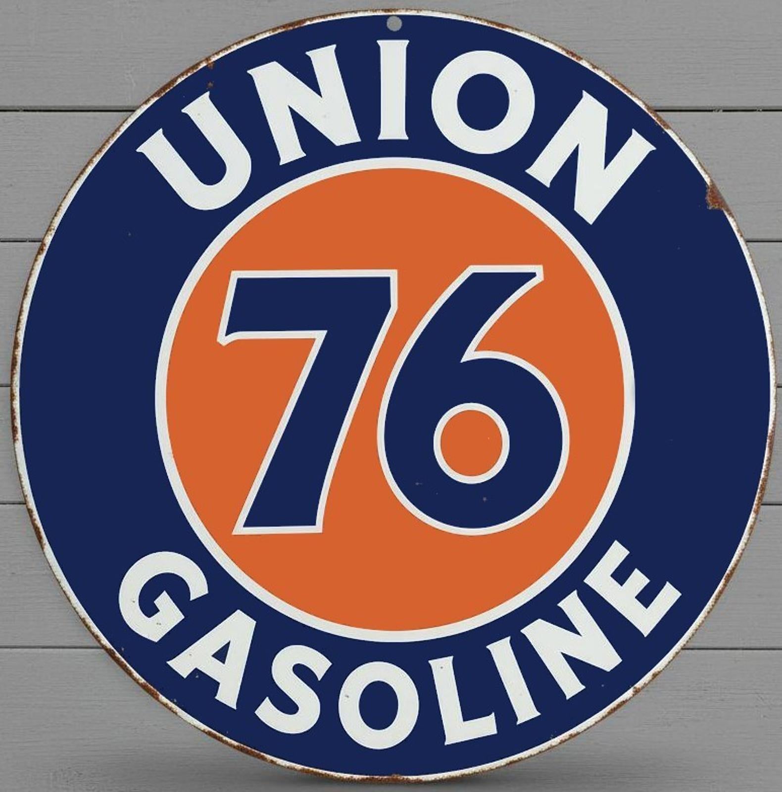 Union 76 Gasoline 8" Diameter Novelty Metal Sign Made In USA New!
