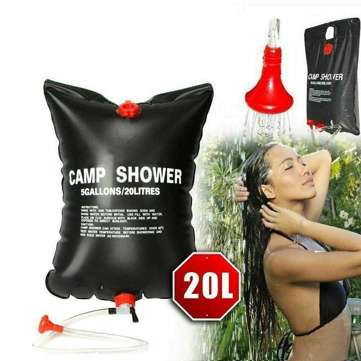 20L Camping Shower Portable Compact Solar Sun Heating Bath Bag Outdoor Travel Style Your Walls default