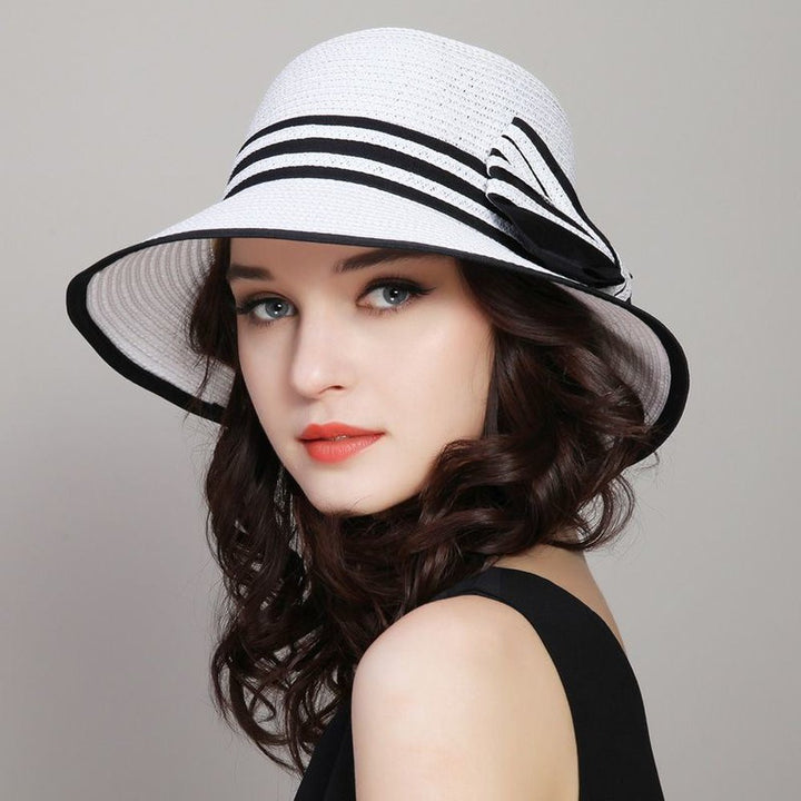 1pc Sun Hat; Beach Hat; Sun Protection; Foldable; Ribbon Hat; Women's Hat; Colors: Milky White/White/Beige/Pink/Brown Style Your Walls White One Size Fits All