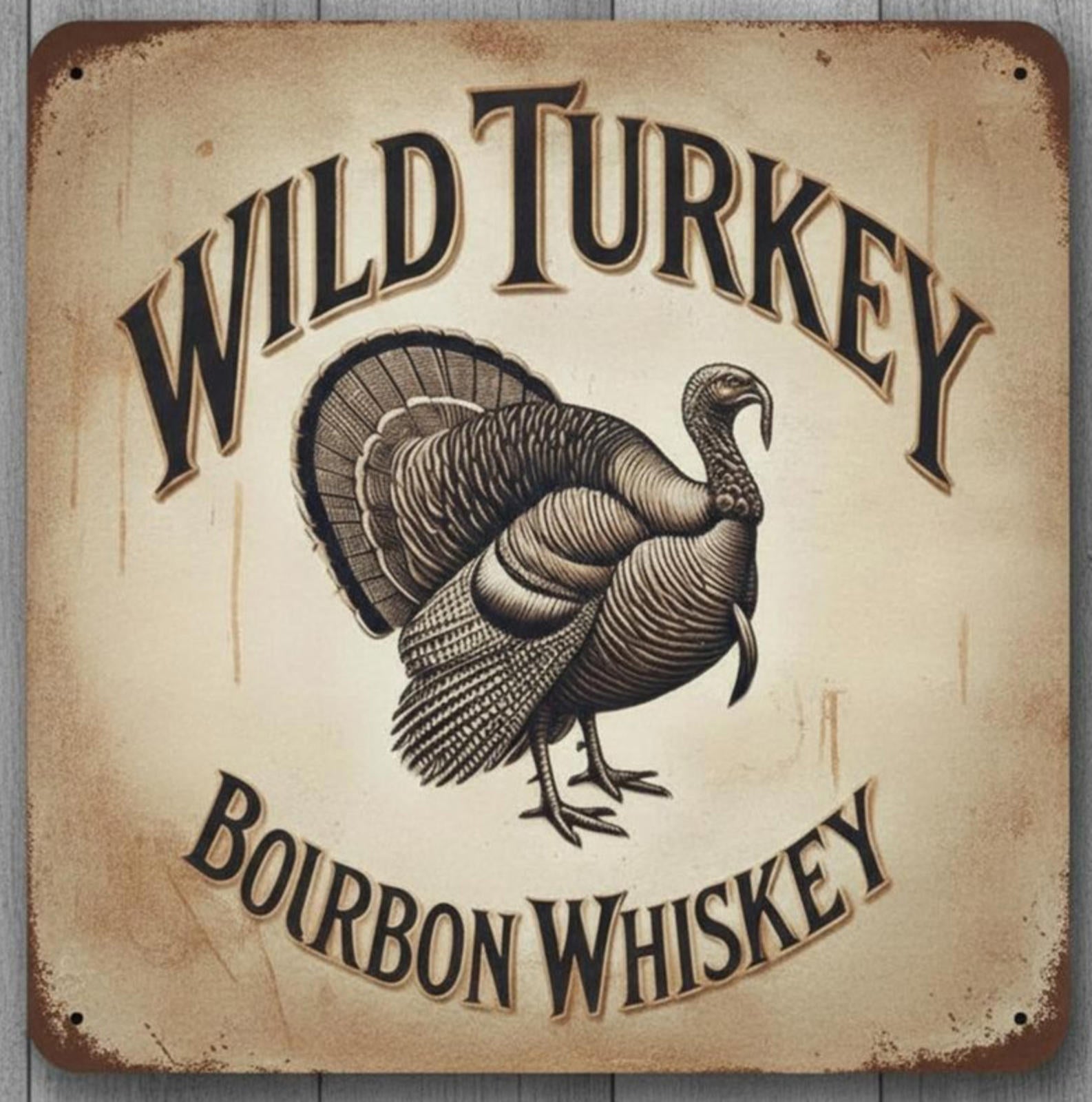 Wild Turkey Bourbon Whiskey12 x 12 Square Novelty Metal Sign Made In USA