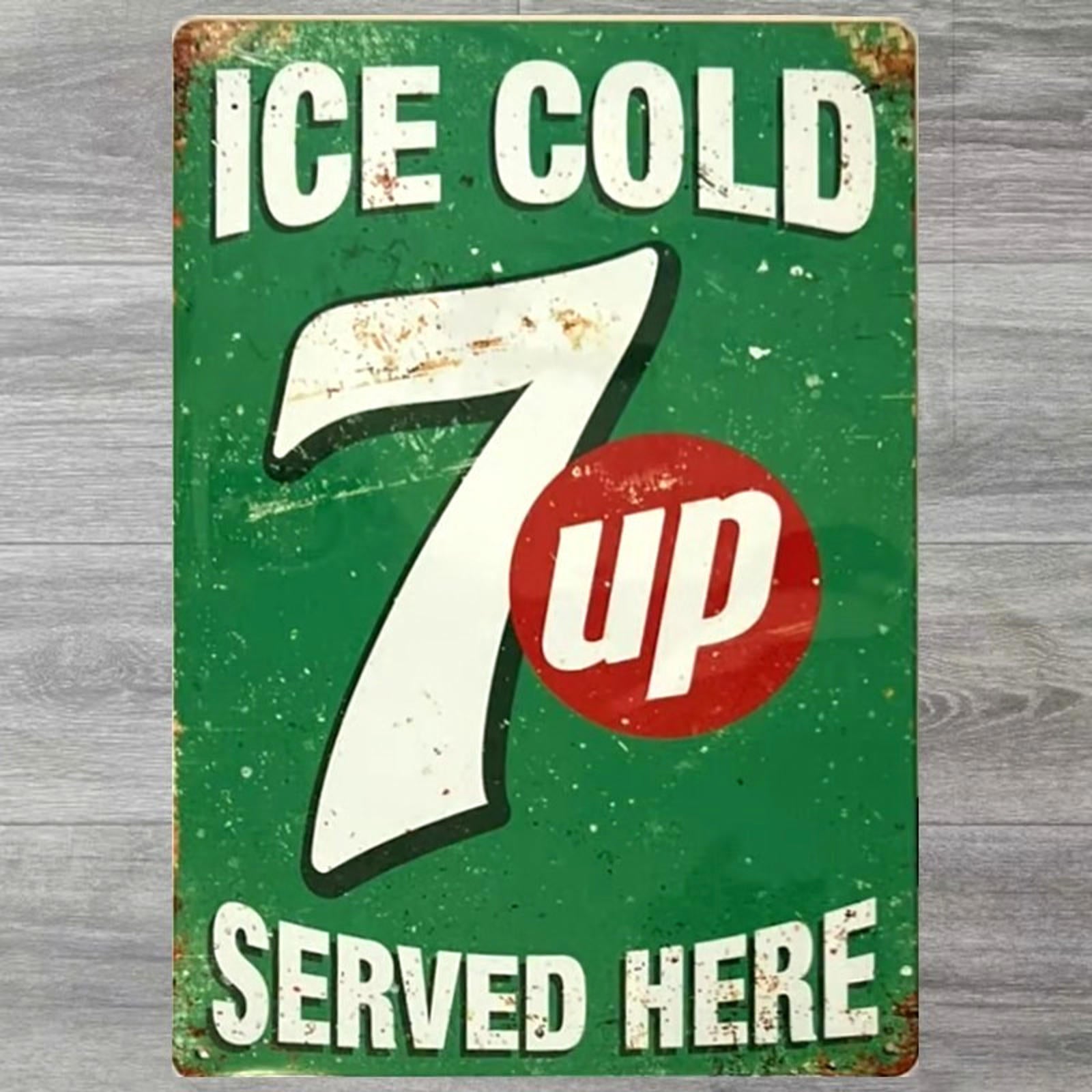Ice Cold 7up Served Here 8 x 12 Vintage Novelty Metal Sign New Shrink-wrapped