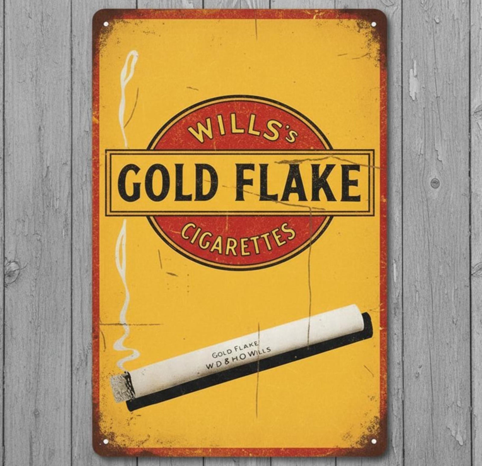 Will's Gold Flake Cigarettes 8 x 12 Vintage Novelty Metal Sign Made In USA New!